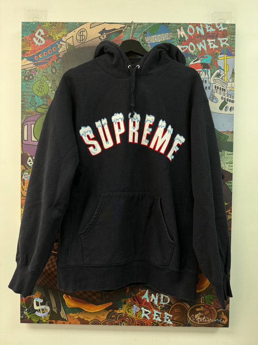 Supreme Navy Red Snow Arc Logo Hoodie
