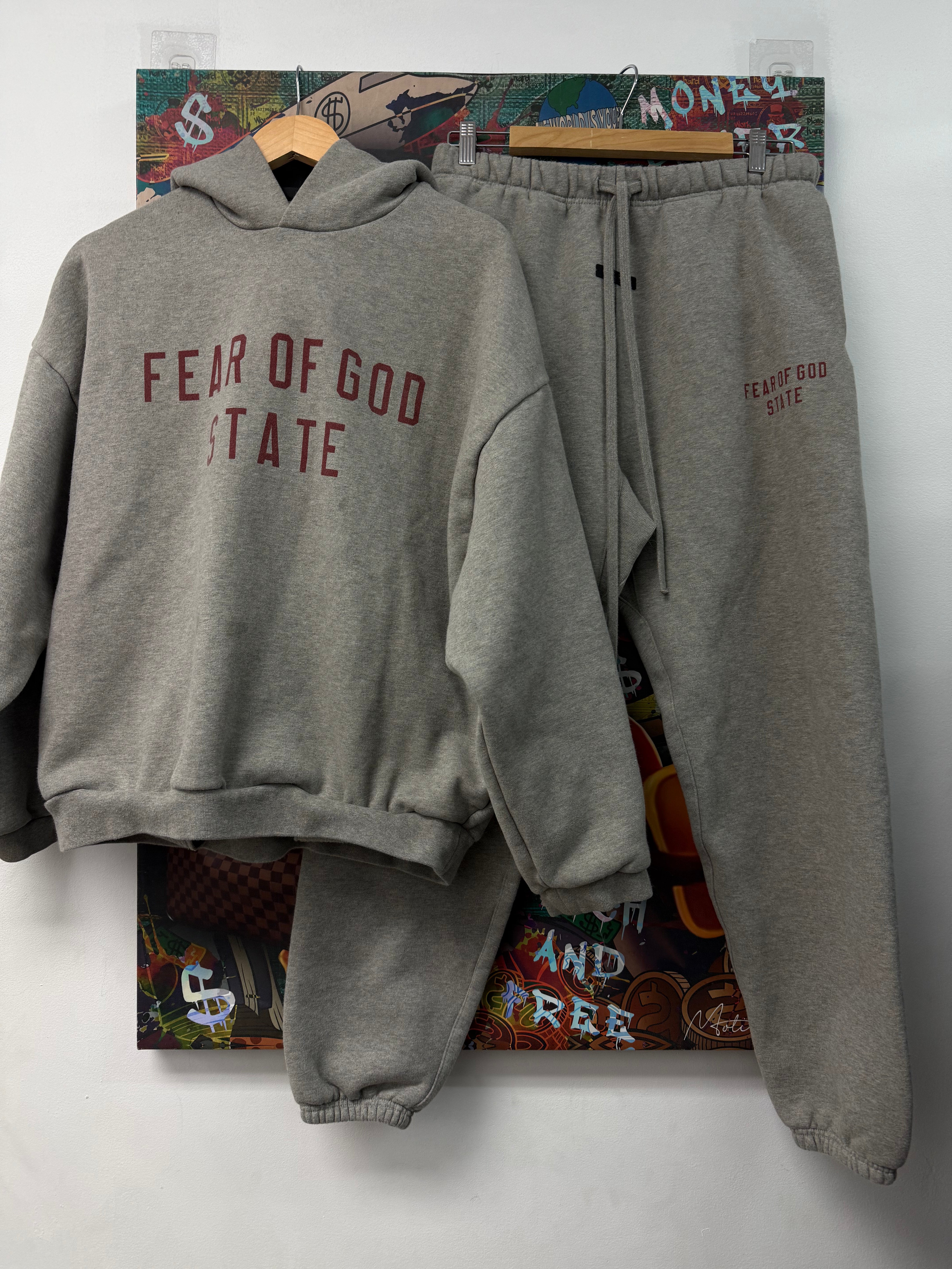Essentials Dark Oatmeal Red State Sweatsuit
