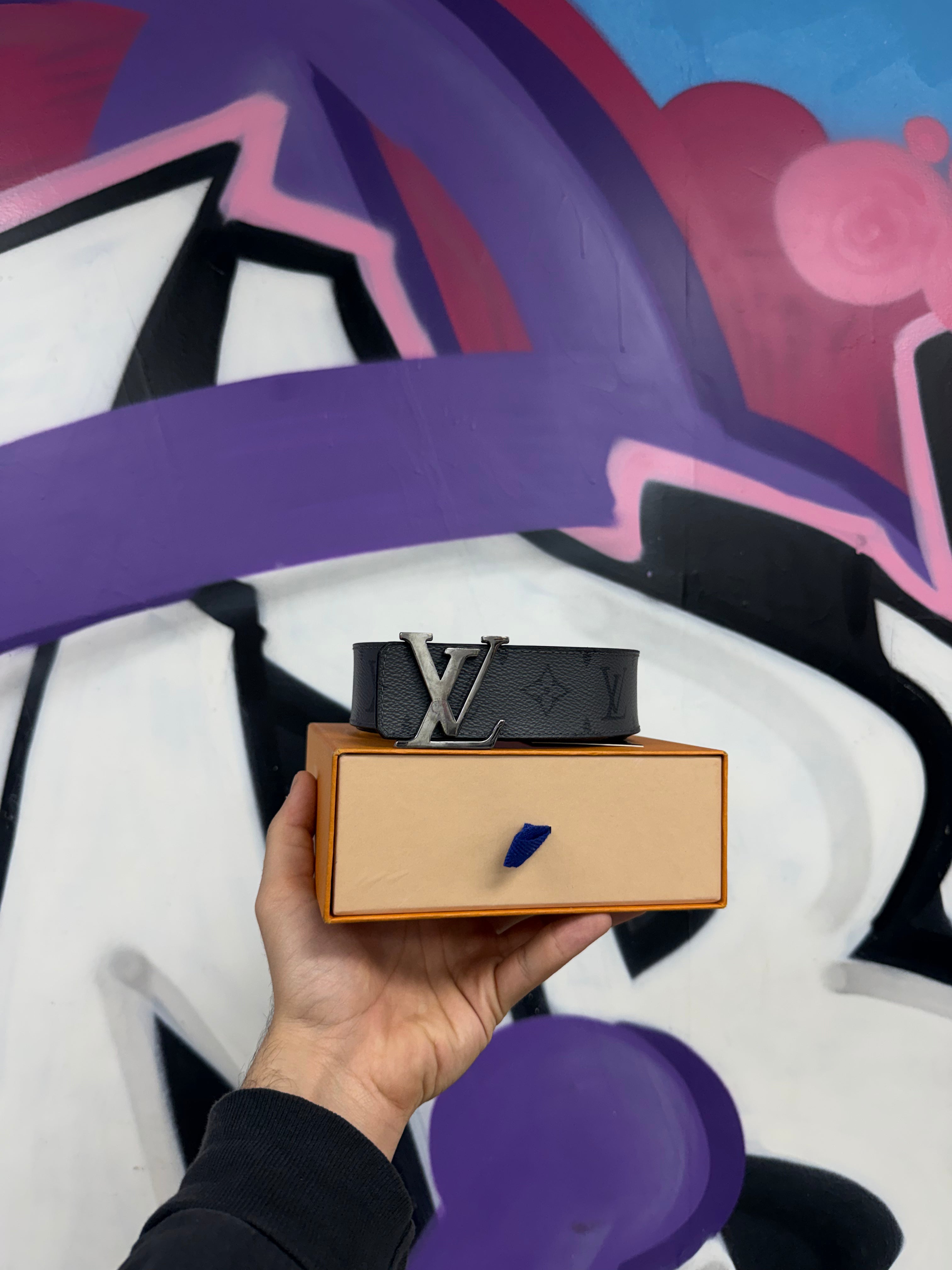 Louis Vuitton Grey Black Monogram (100-40) Belt