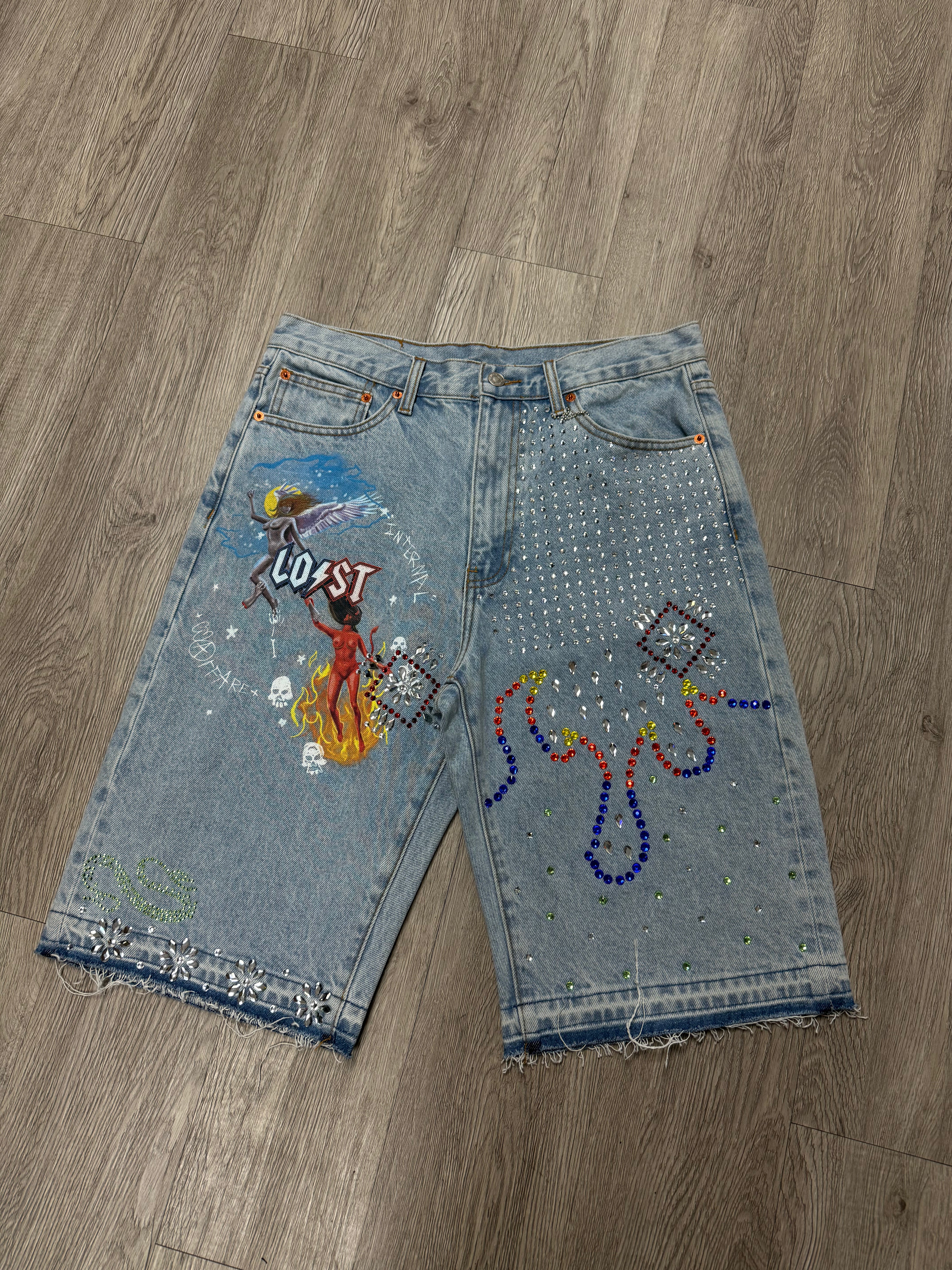 Lost Intricacy "Heaven N Hell" Denim Blue Shorts