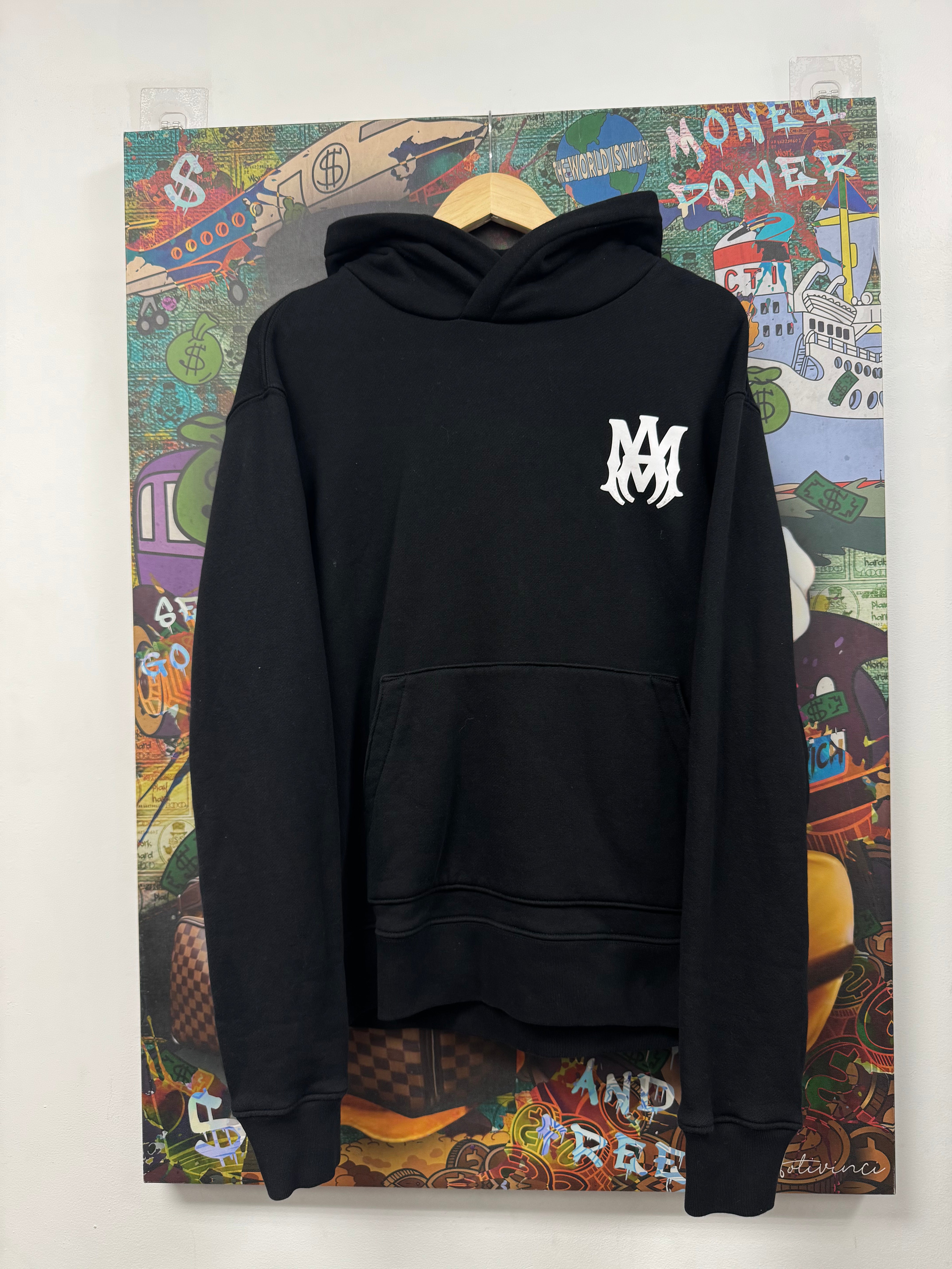 Amiri Black White MA Logo Hoodie