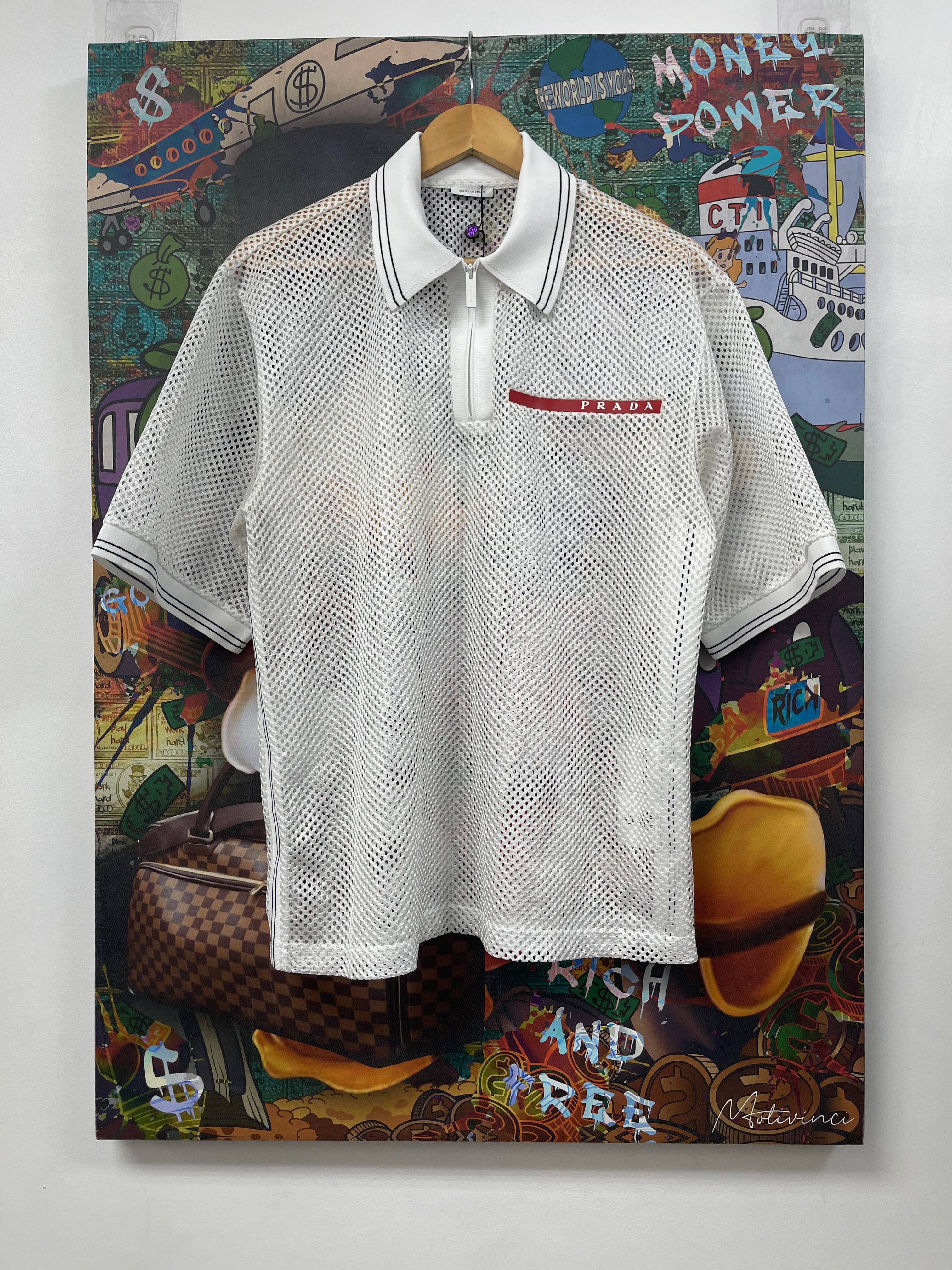Prada White Red Mesh Jersey