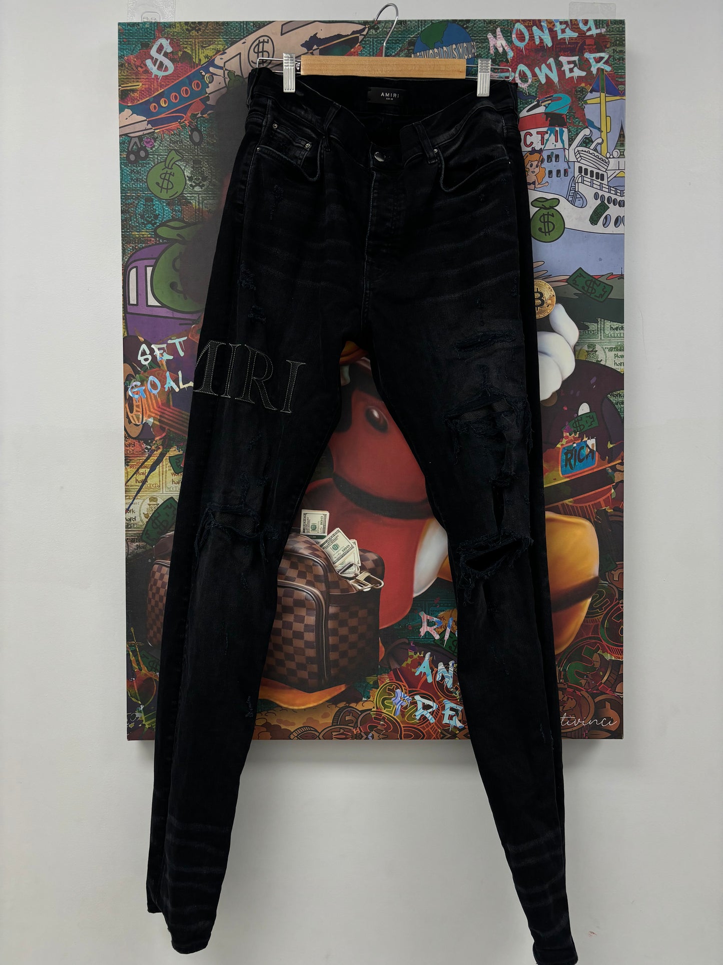 Amiri Jeans Black Core Logo Used 38