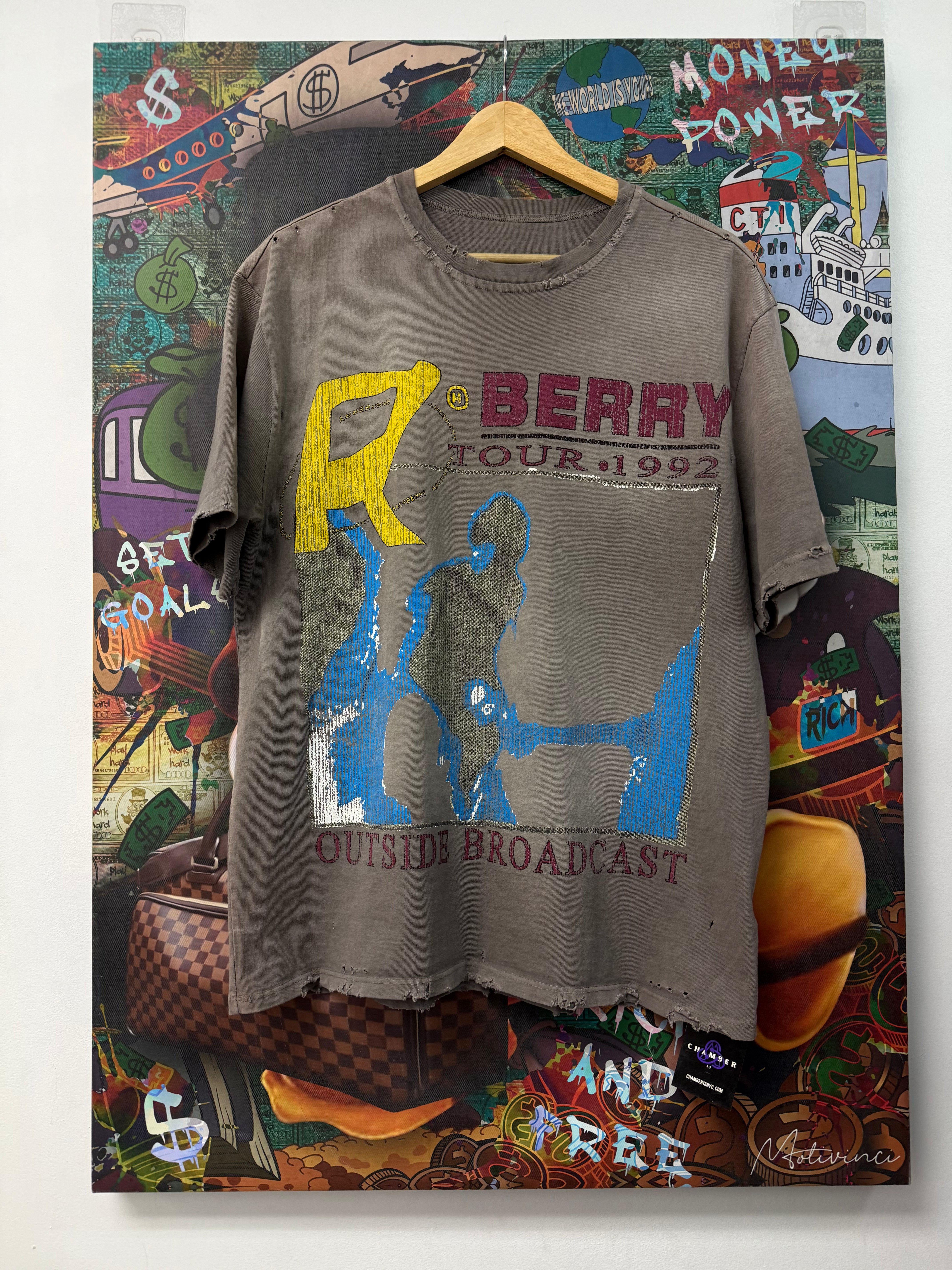 GV Gallery Raspberry Grey Distressed Tee