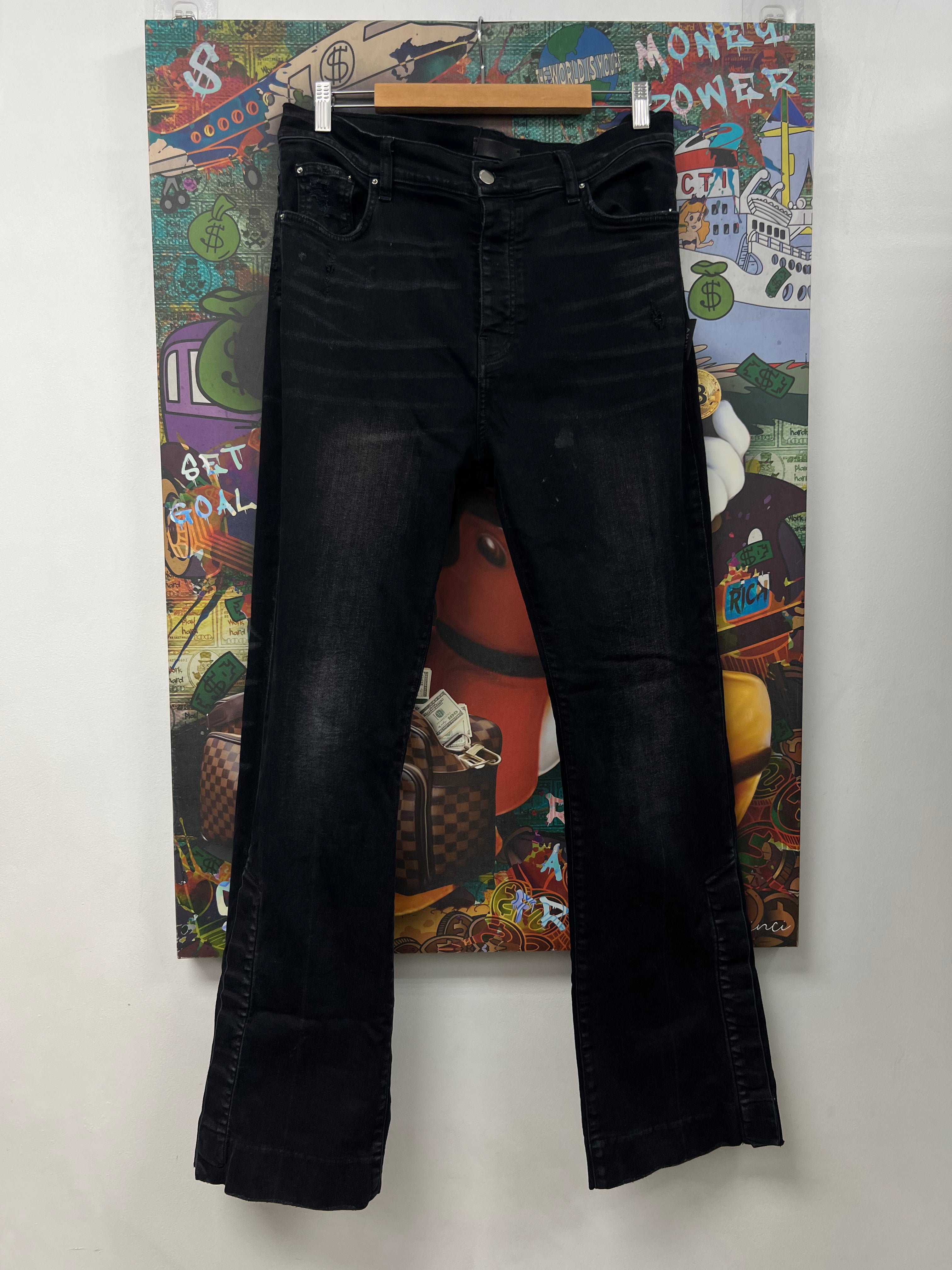 Amiri Black Wash Flared Jeans