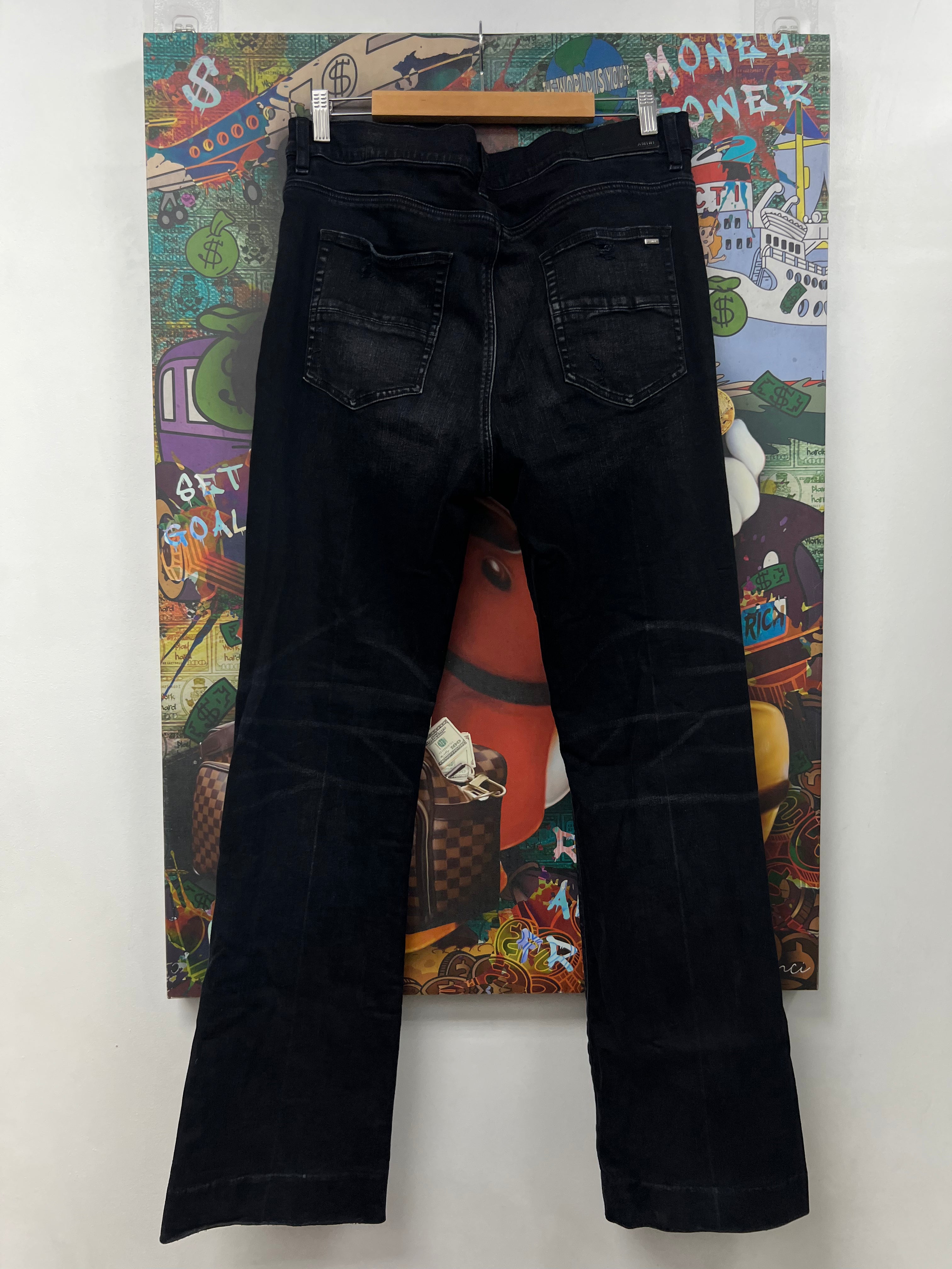 Amiri Black Wash Flared Jeans