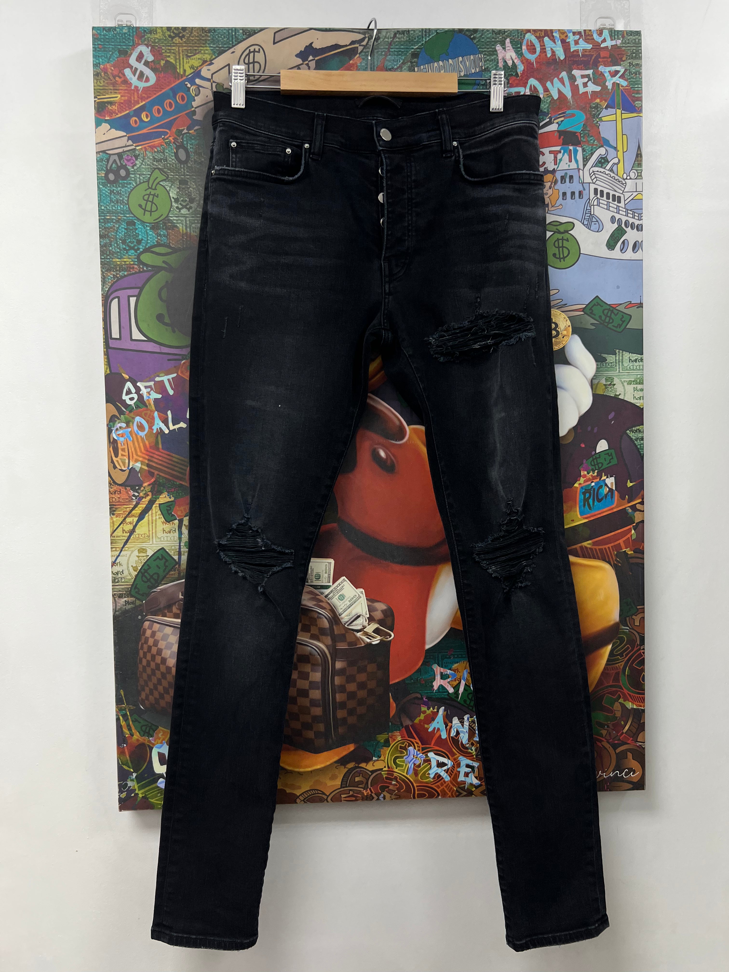 Amiri Black Wash Thrasher Ripped Jeans