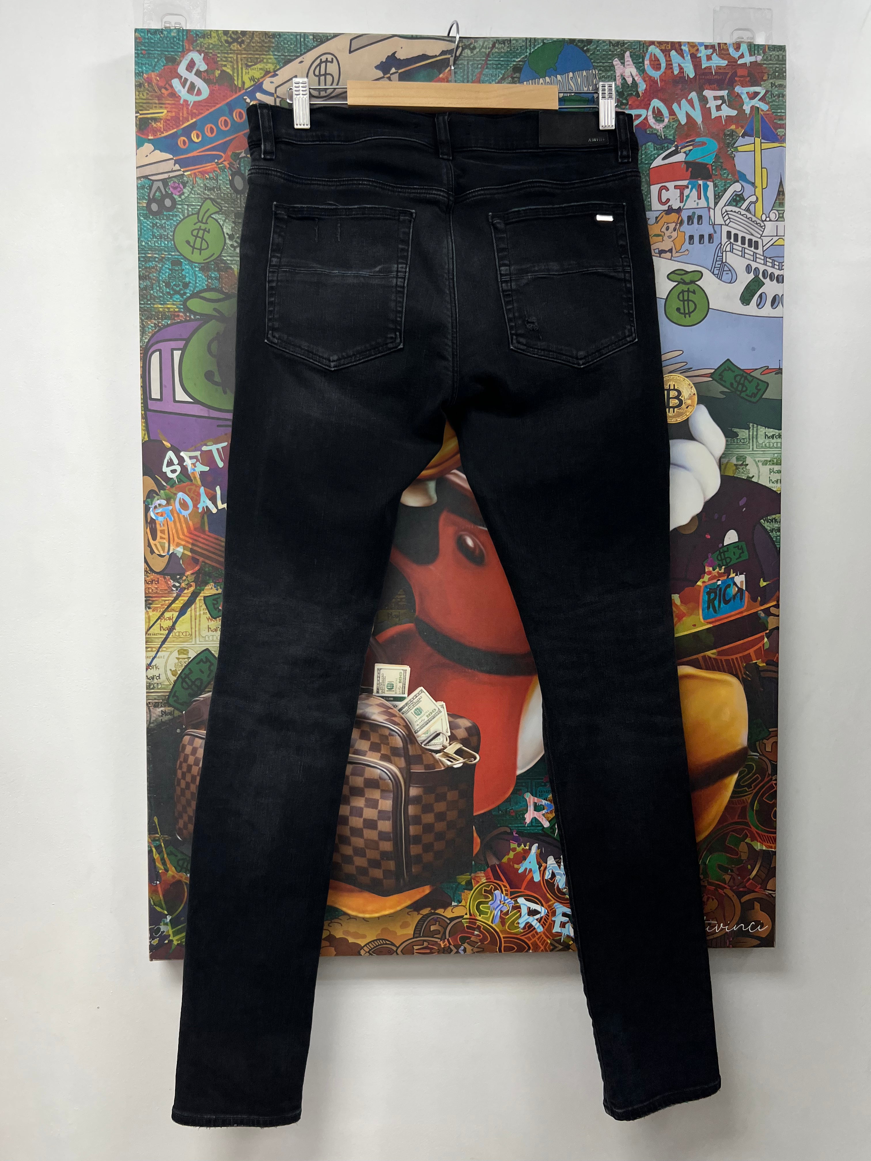Amiri Black Wash Thrasher Ripped Jeans