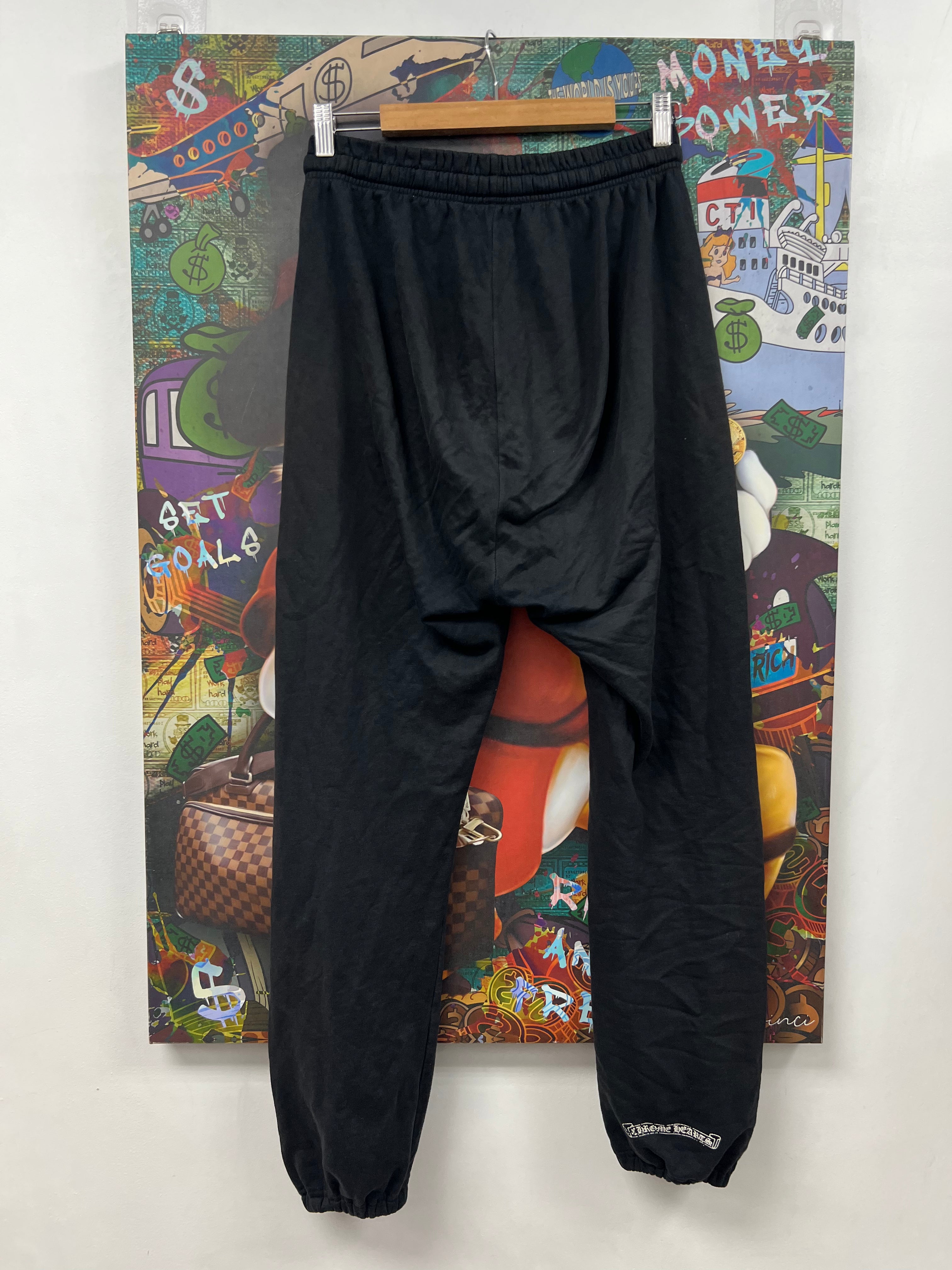 Chrome  Hearts Black Scroll Logo (No Pockets) Sweats