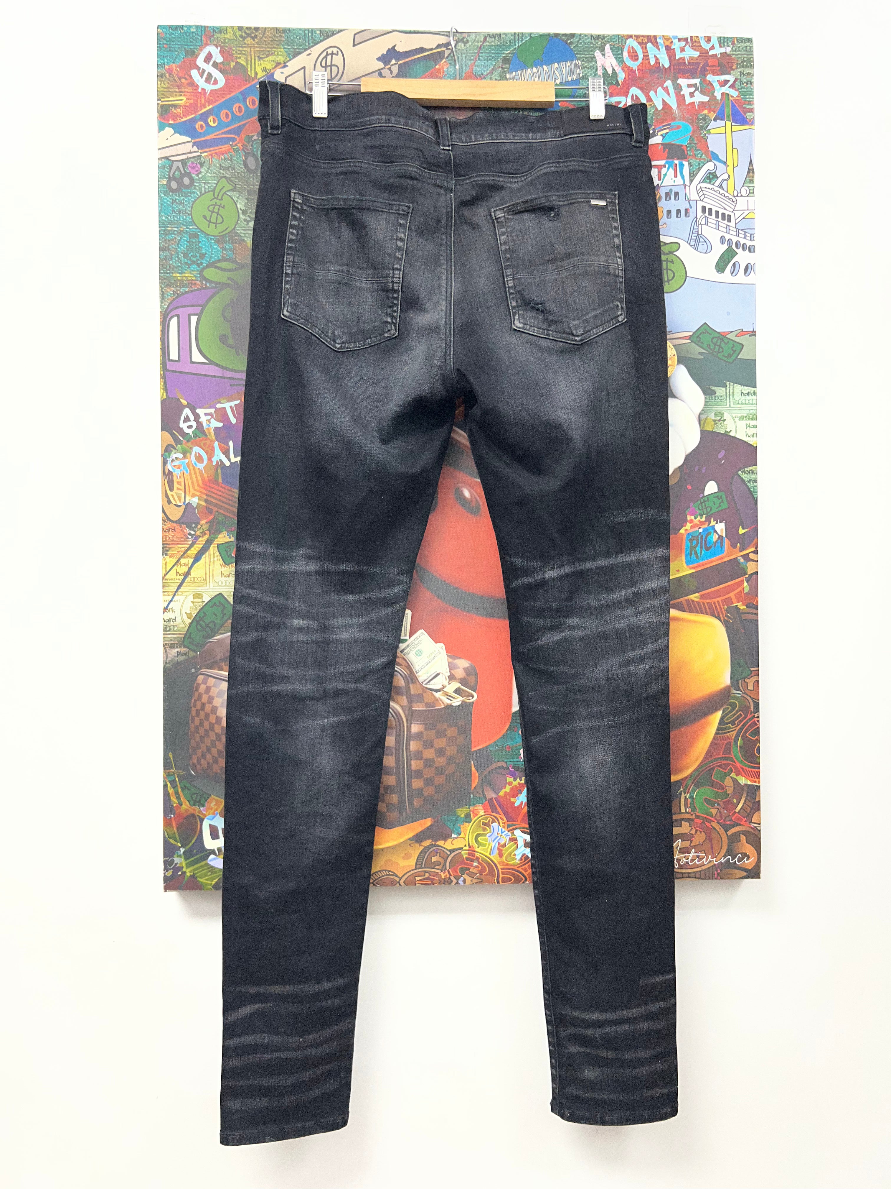 Amiri MX1 Black Wash Black Playboy Patch Jeans