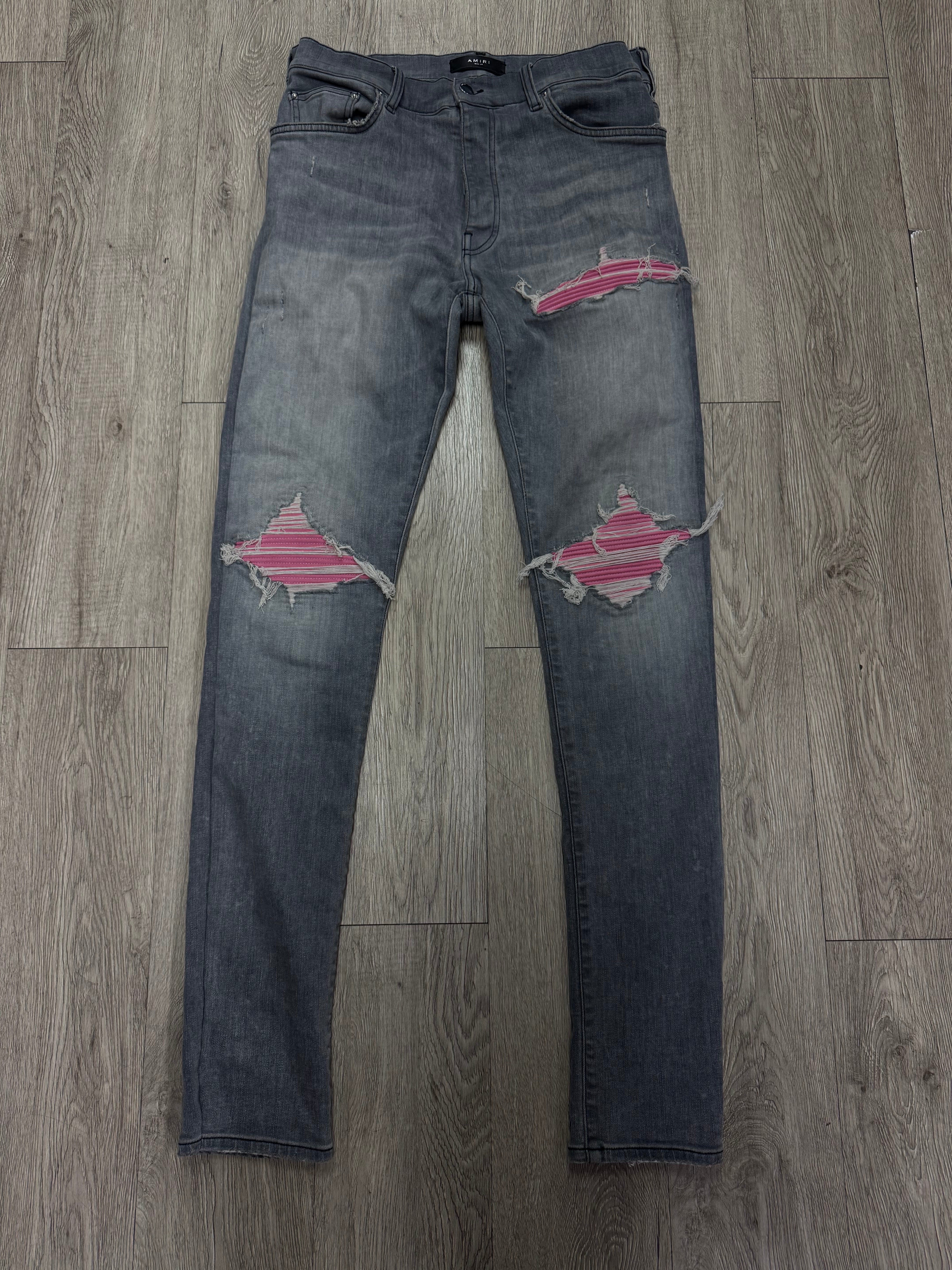 Amiri Grey Pink Ultra Suede Patch MX1 (Altered Fits 32) Jeans