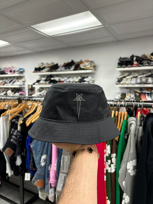 Rick Owens Champion Bucket Hat Black Nylon New M-L With Tags