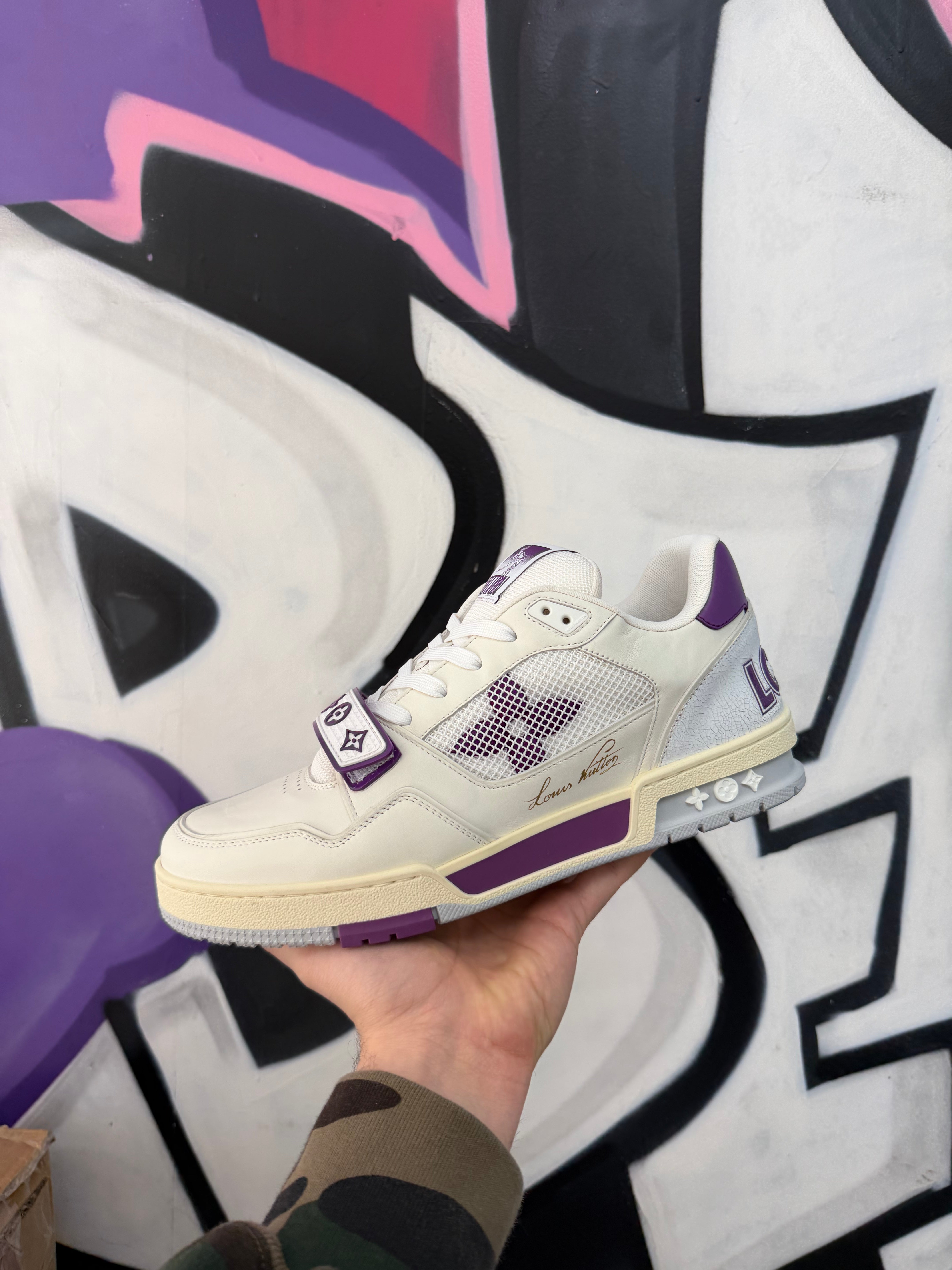 Louis Vuitton Purple Crackle Strap Trainer Sneakers