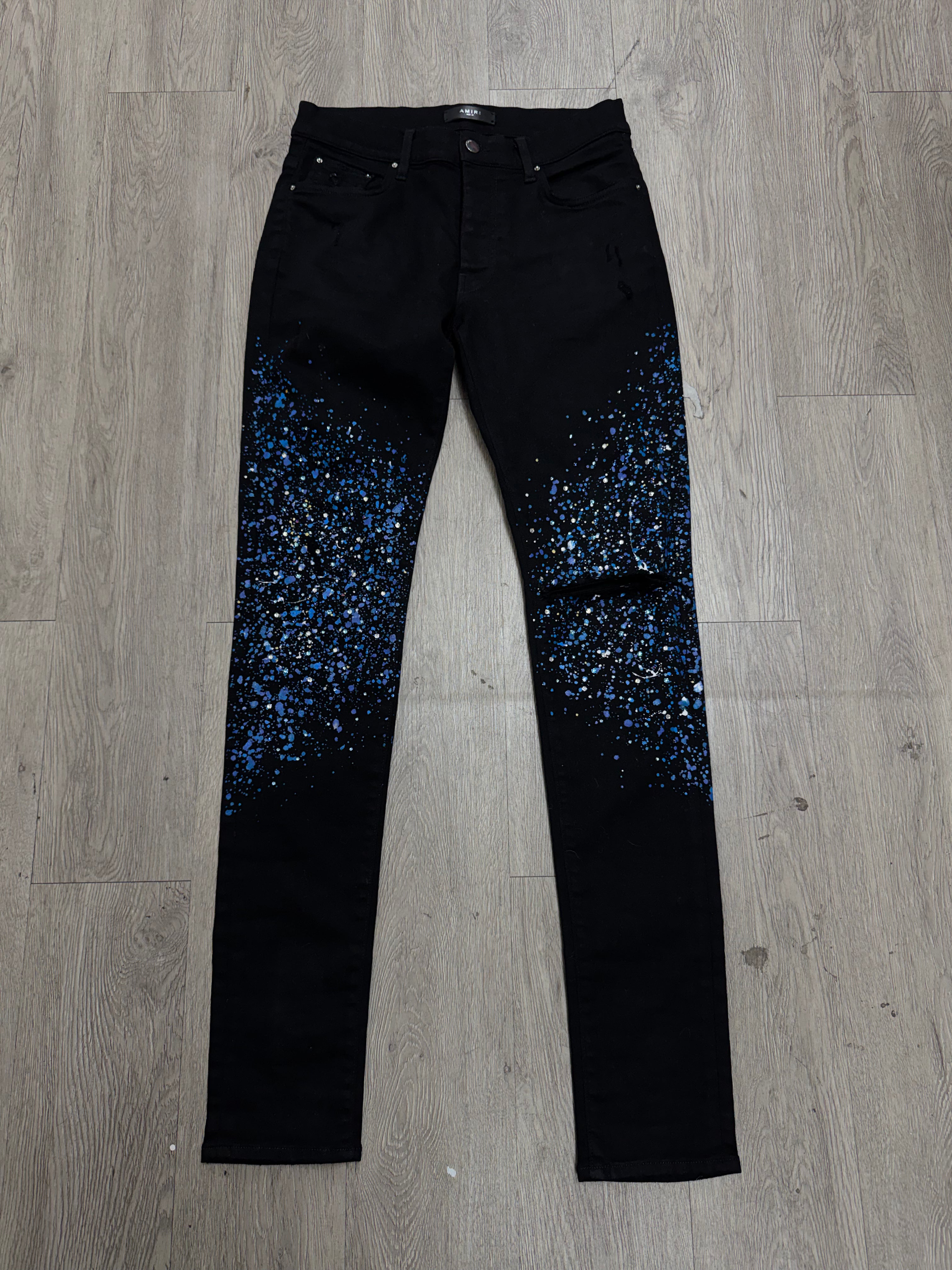 Amiri Black Crystal Splatter Jeans