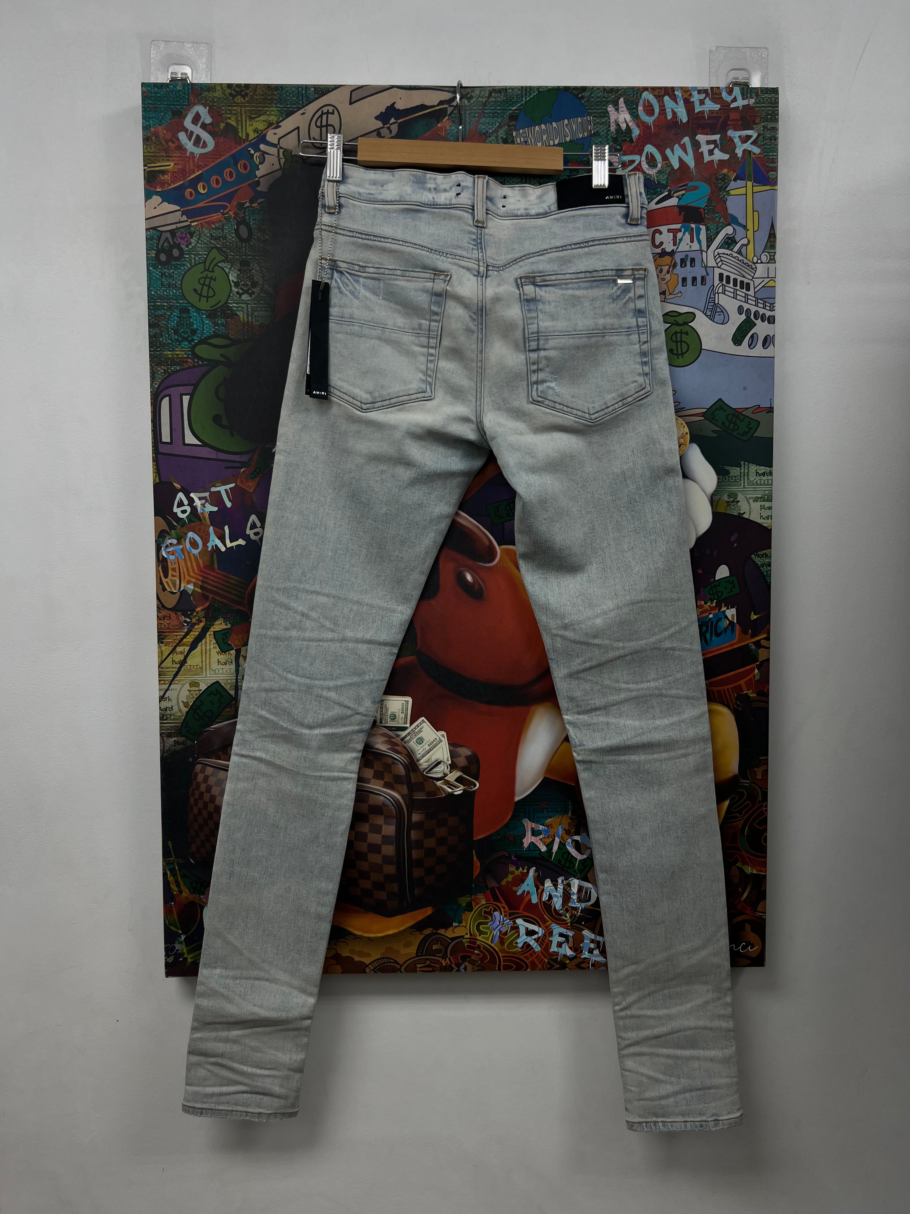 Amiri MX1 Light Wash Deep Pink Ultrasuede Jeans