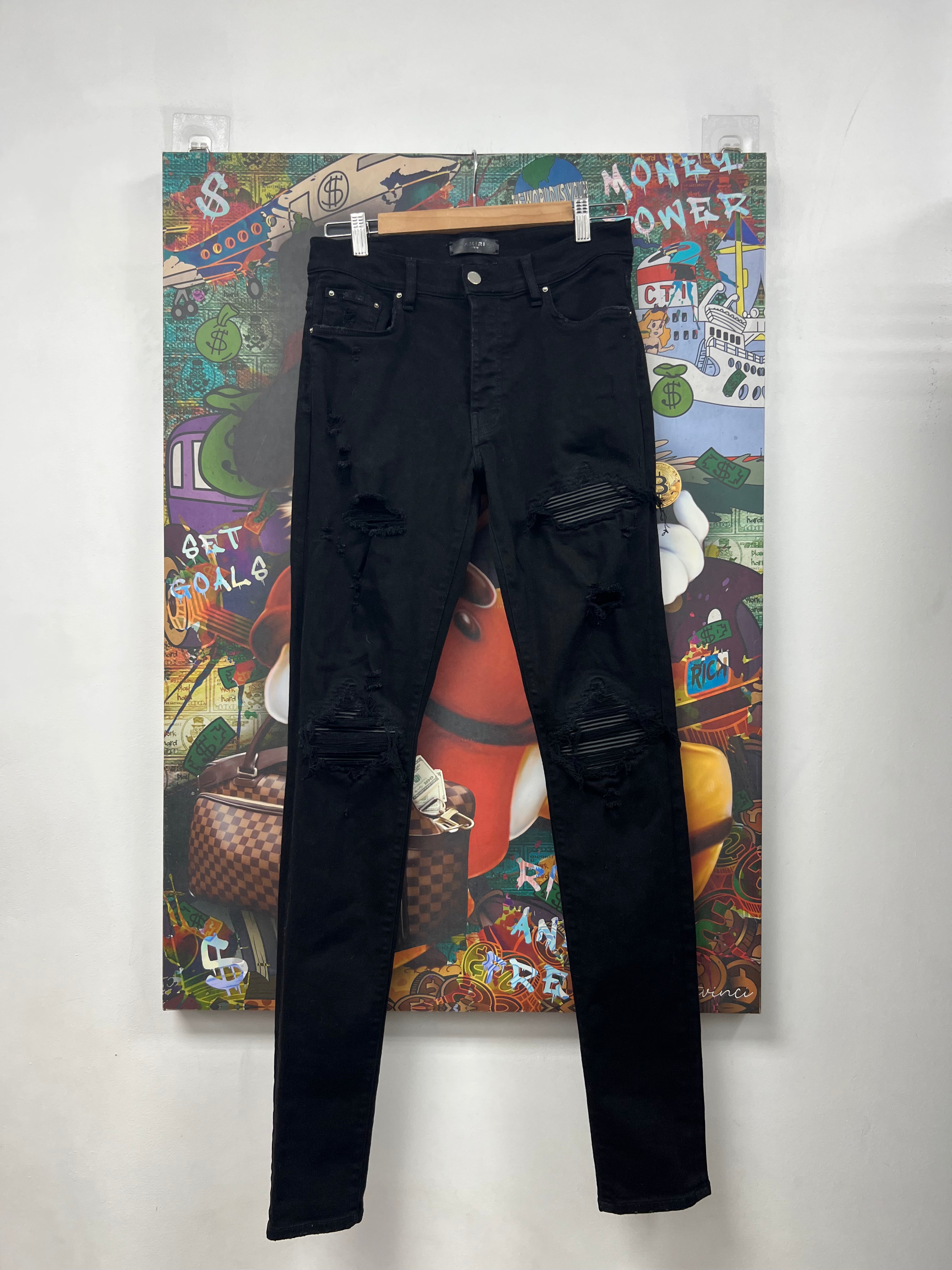 Amiri MX1 Black Black Patch Jeans