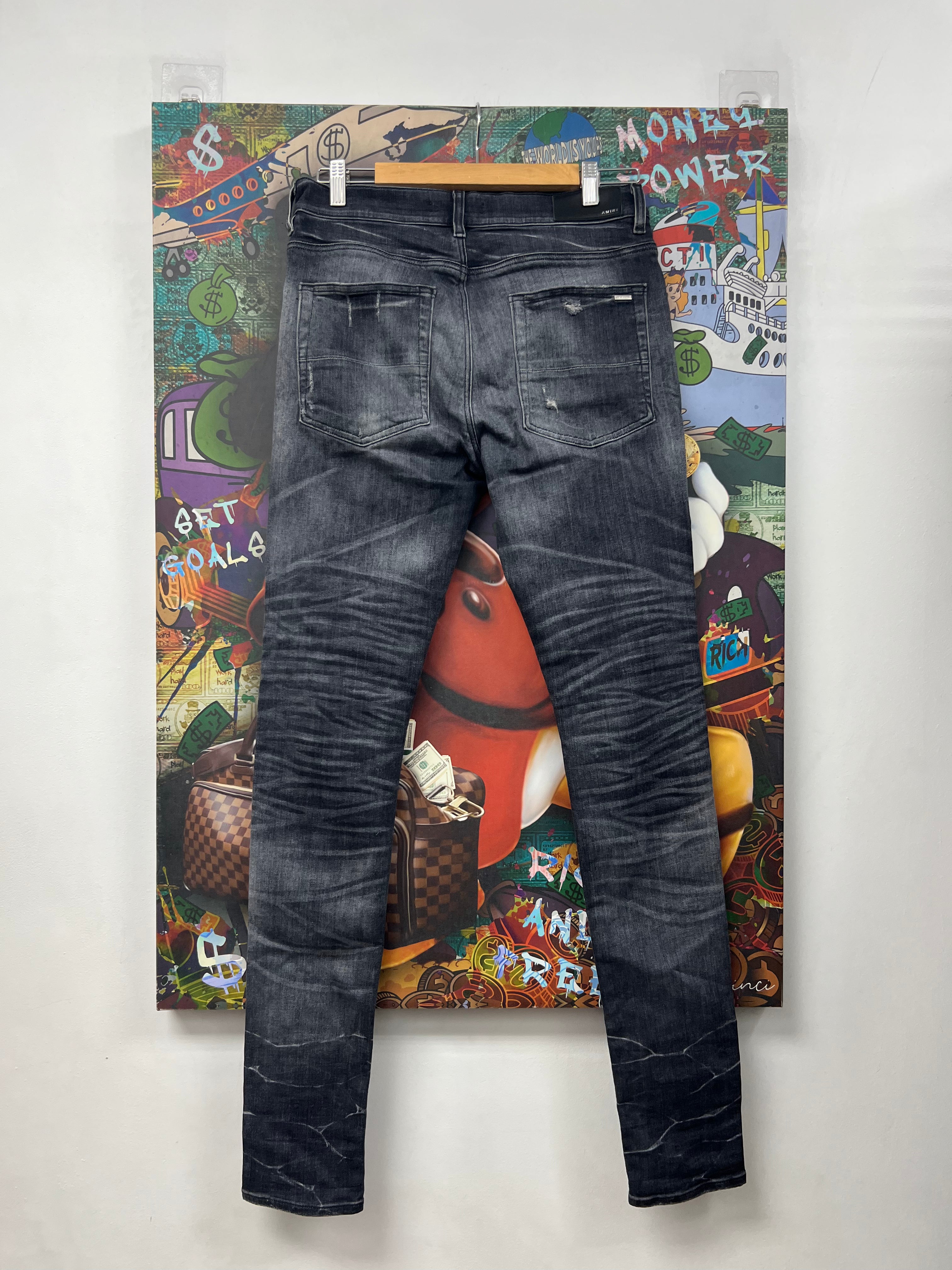 Amiri MX1 Grey Black Patch Jeans