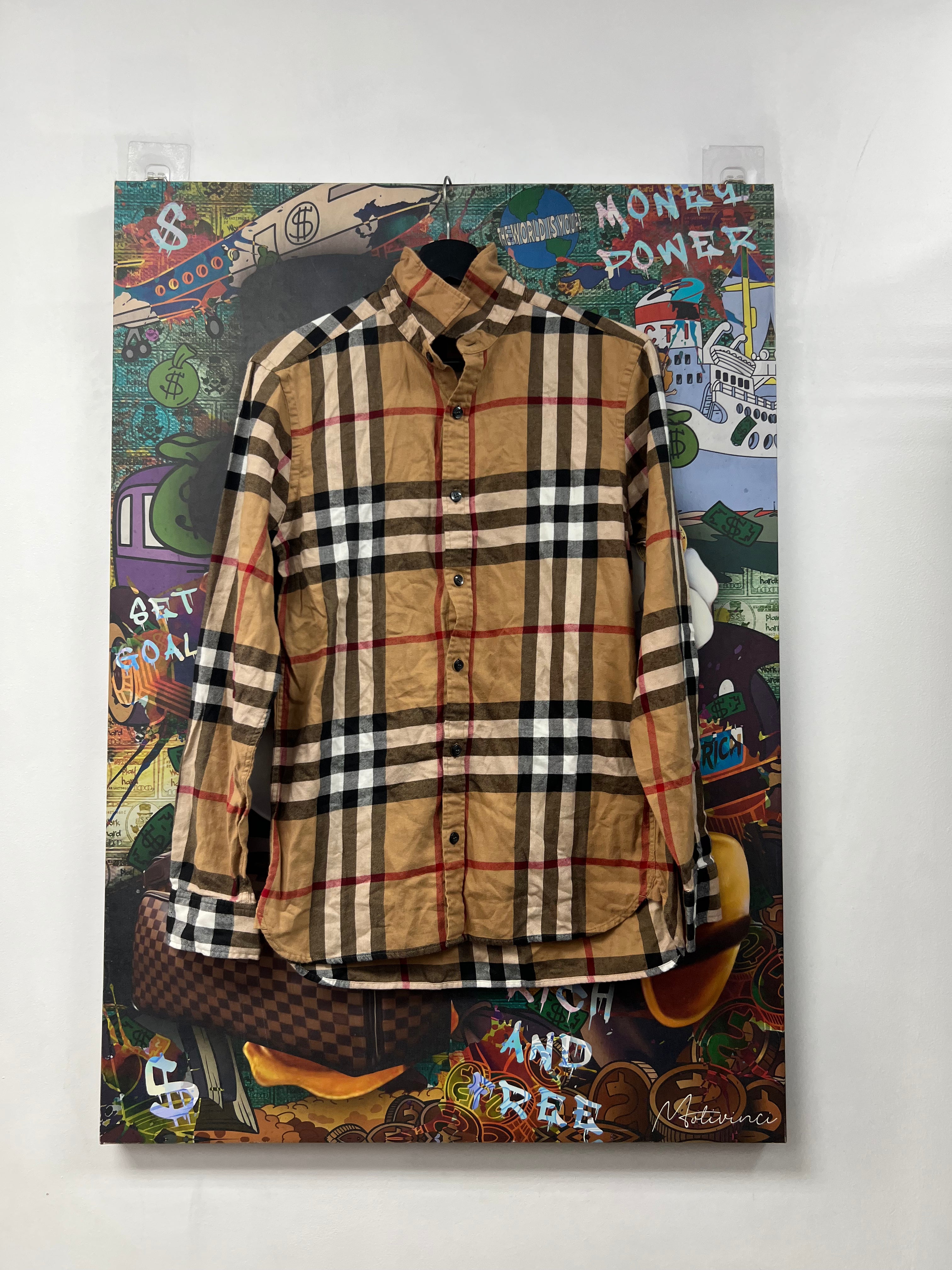 Burberry Plaid Monogram Button Up
