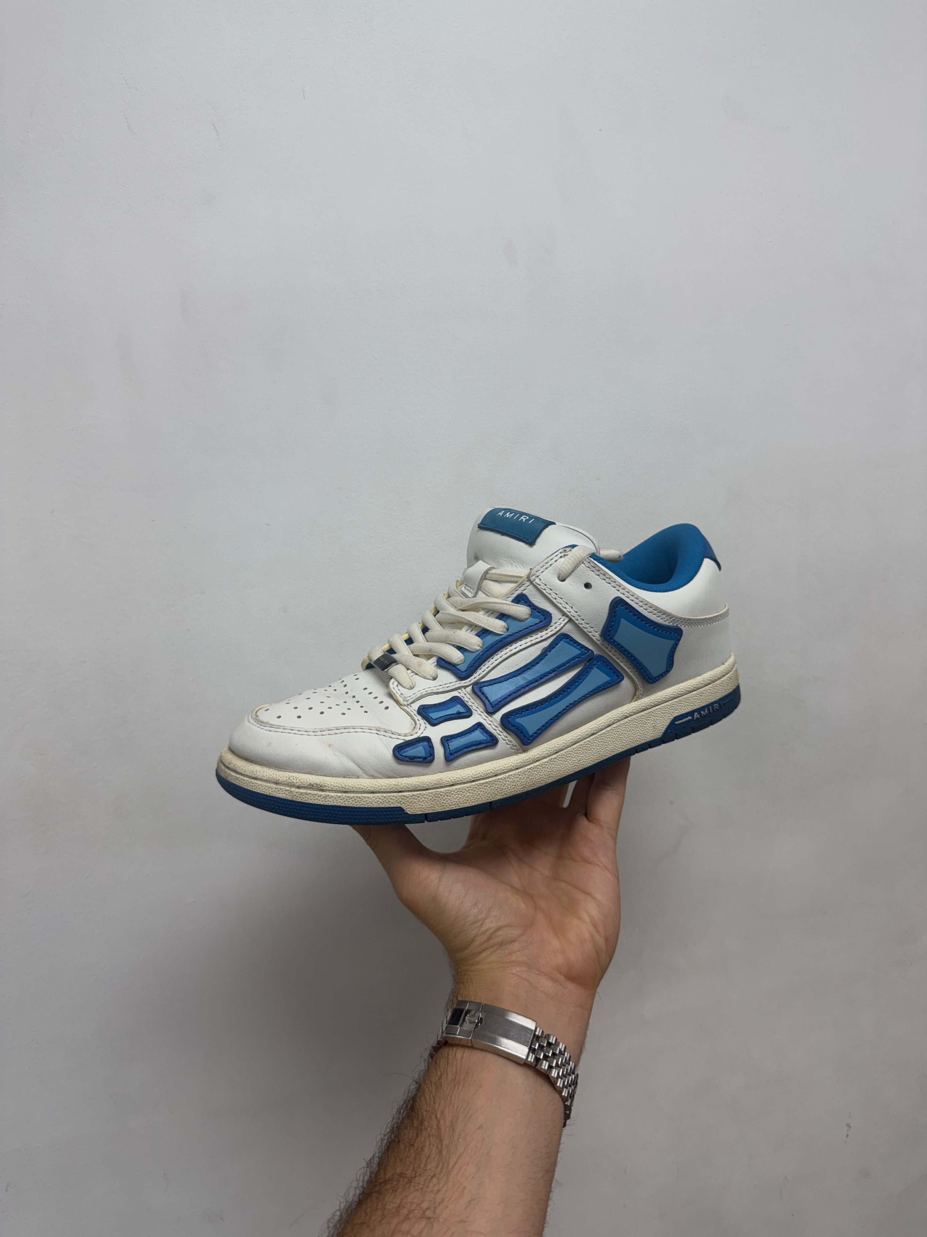 Amiri White Blue Skel Top Low Sneakers