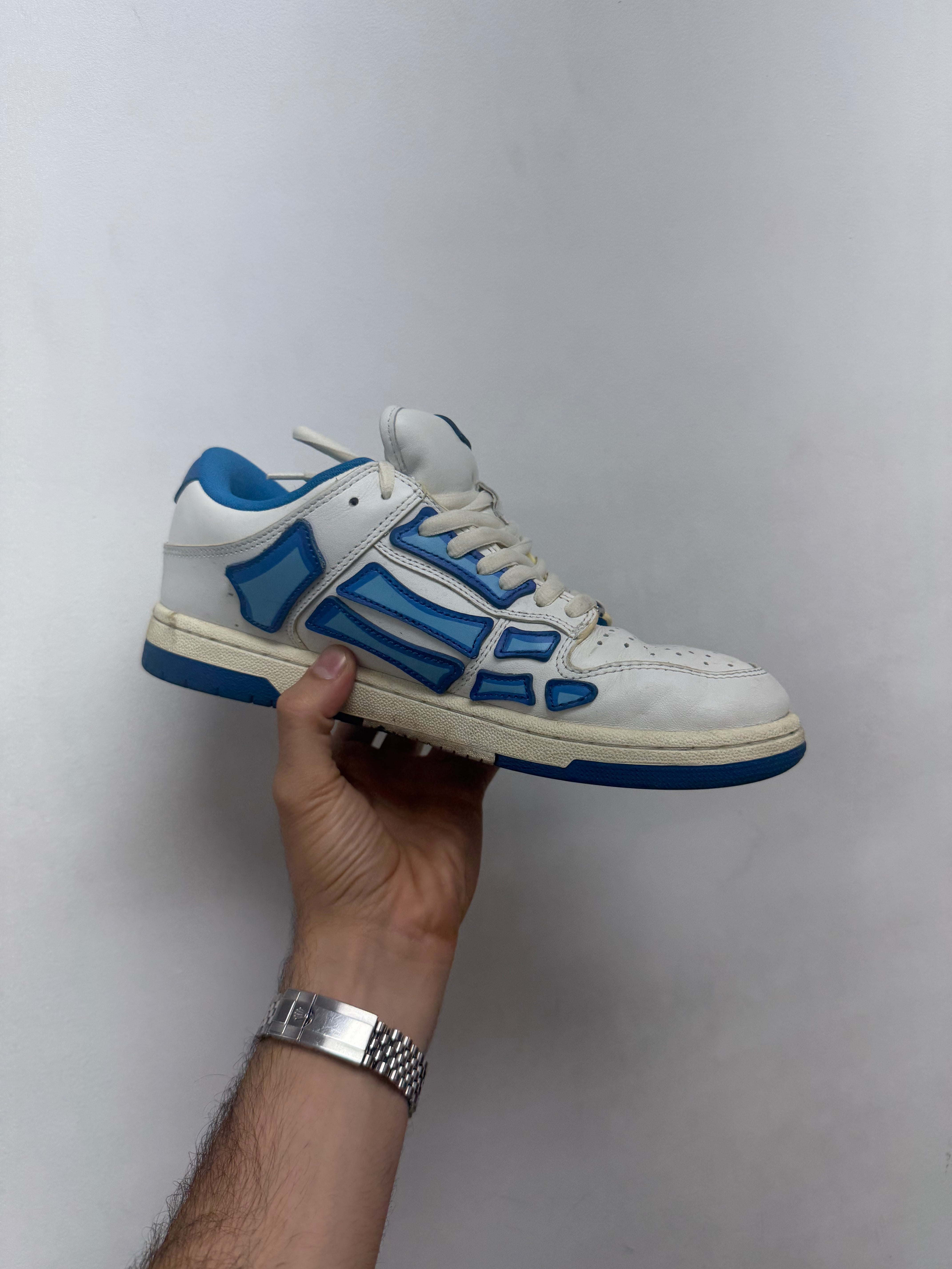 Amiri White Blue Skel Top Low Sneakers