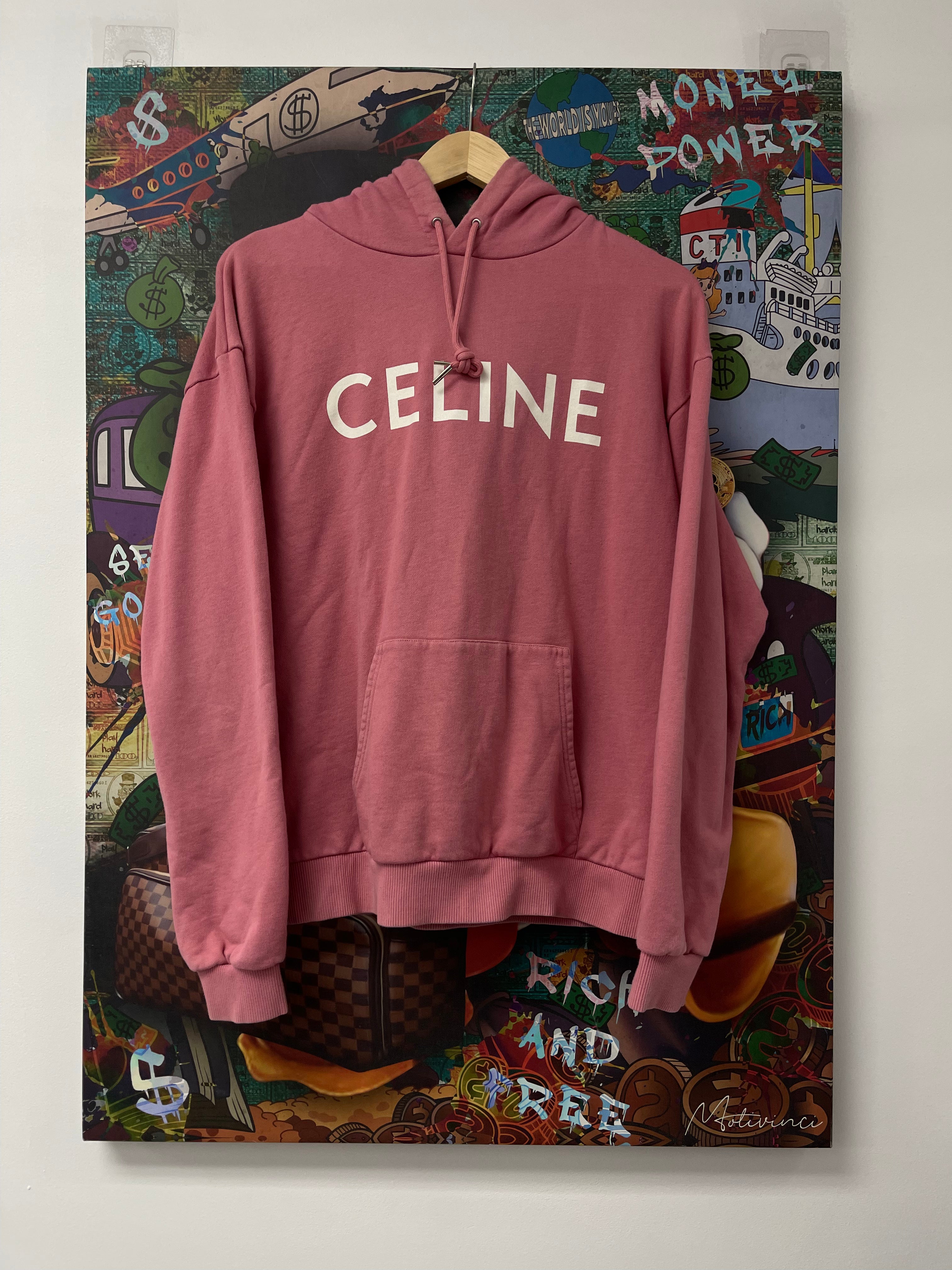 Celine Pink Black Logo Hoodie  Used Small N/A