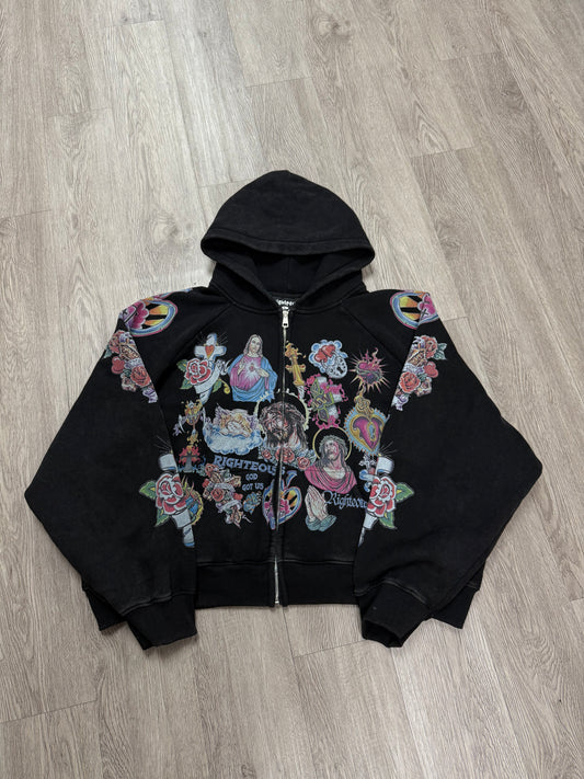 We Are Righteous Black Risen Zip Up Hoodie