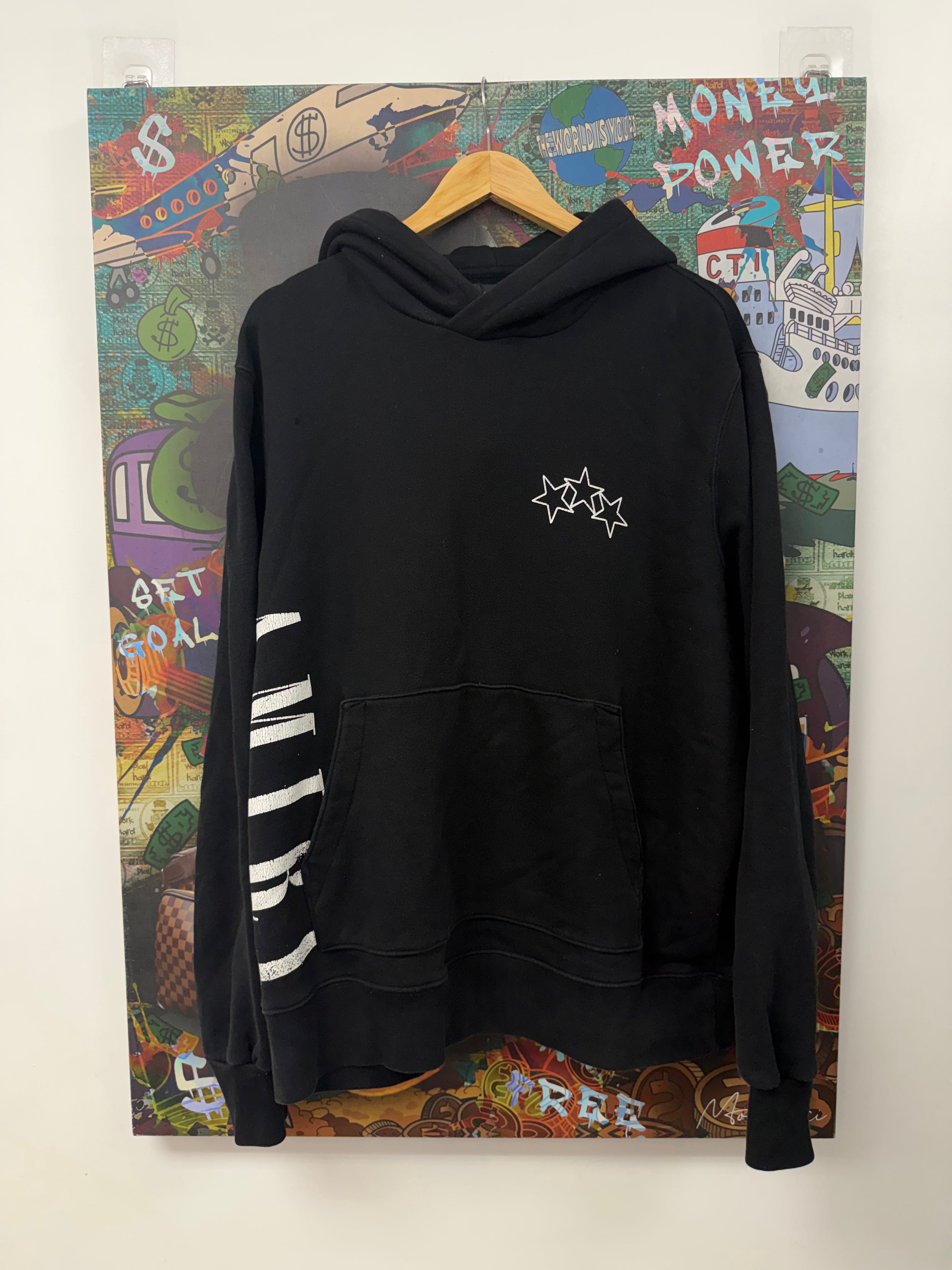 Amiri Black White 3 Star Side Logo Hoodie
