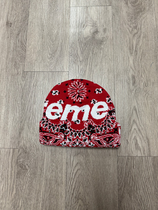 Supreme Red Paisley Beanie New