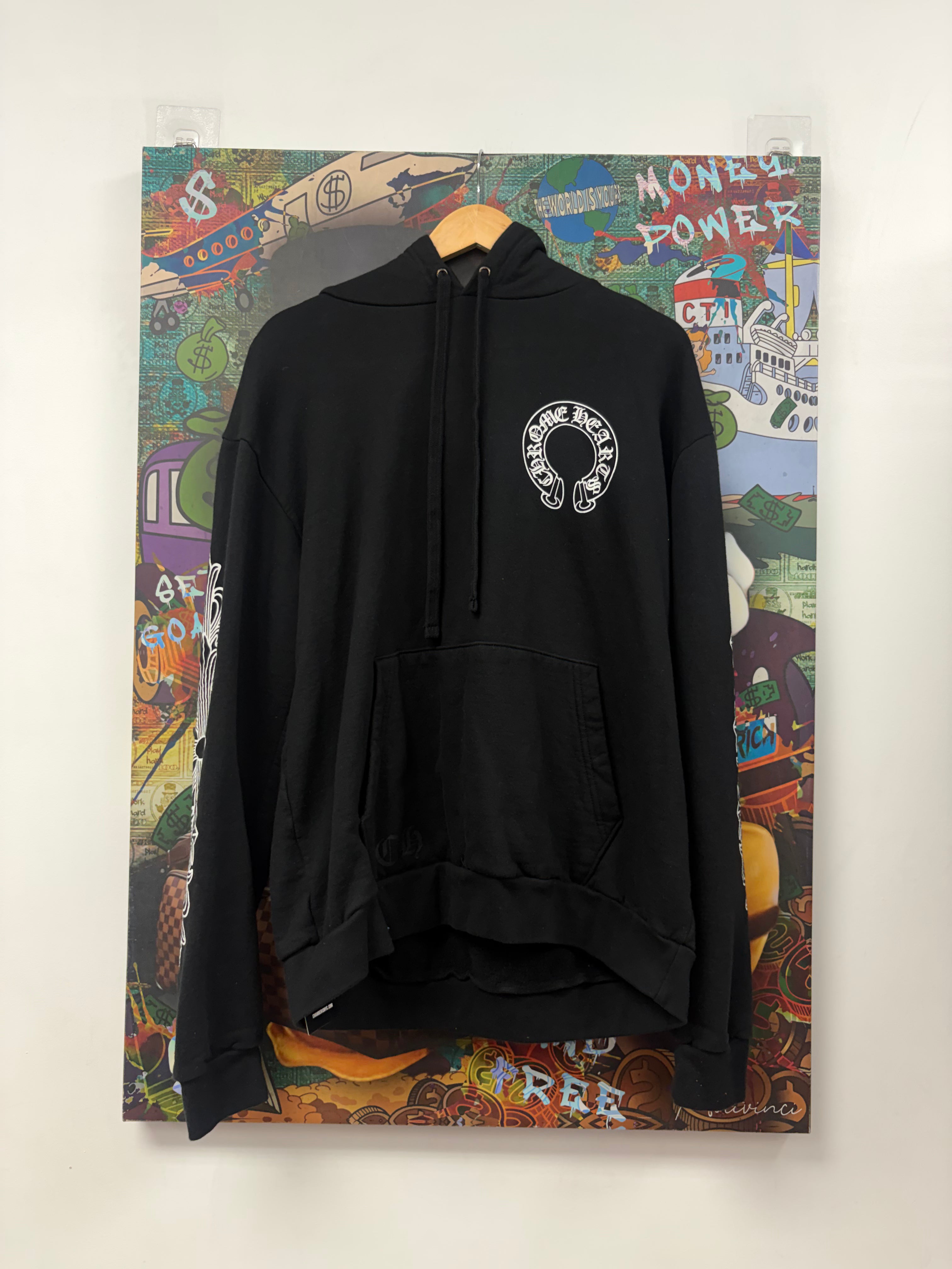 Chrome Hearts Black Floral Horseshoe Hoodie