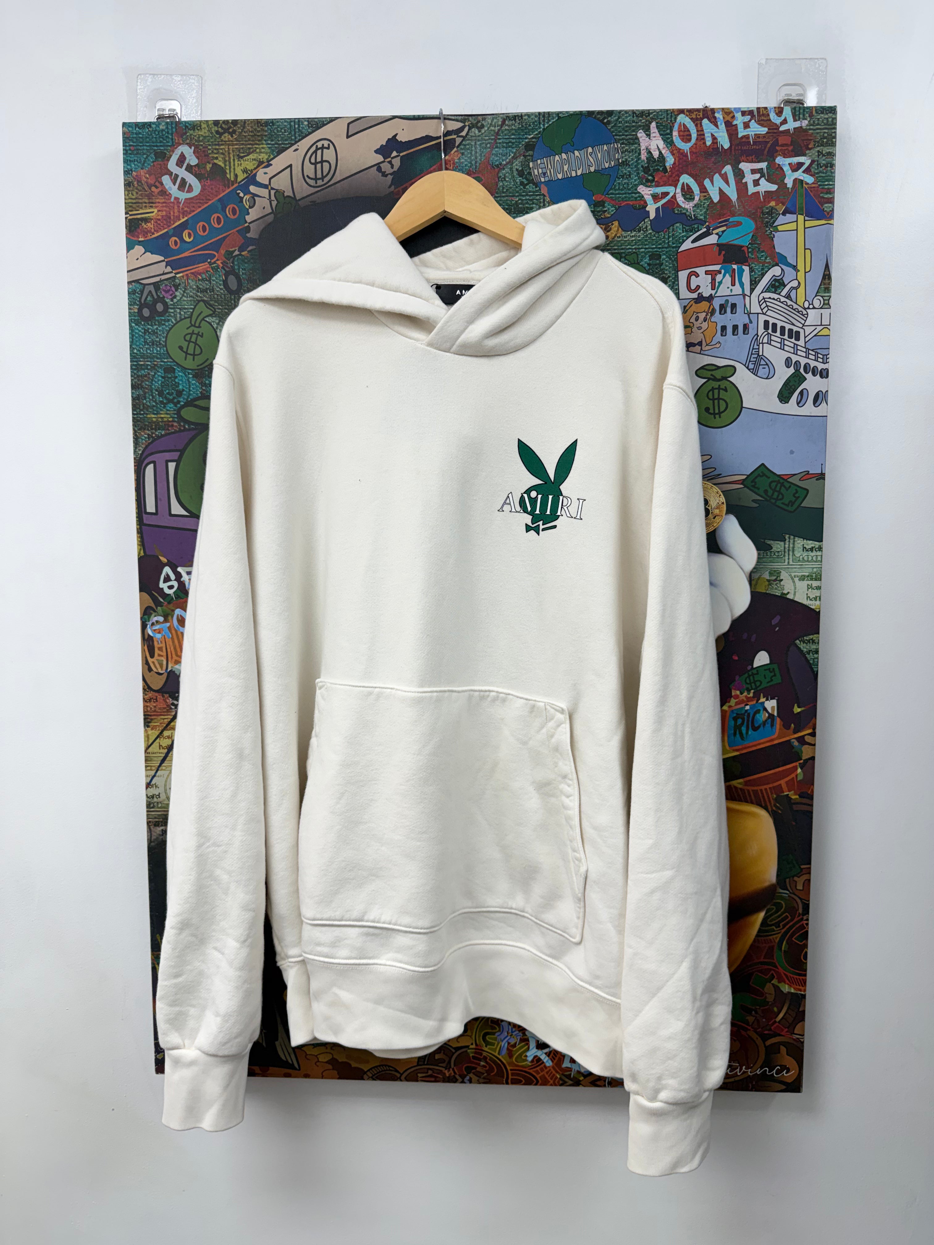 Amiri White Green Playboy Hoodie