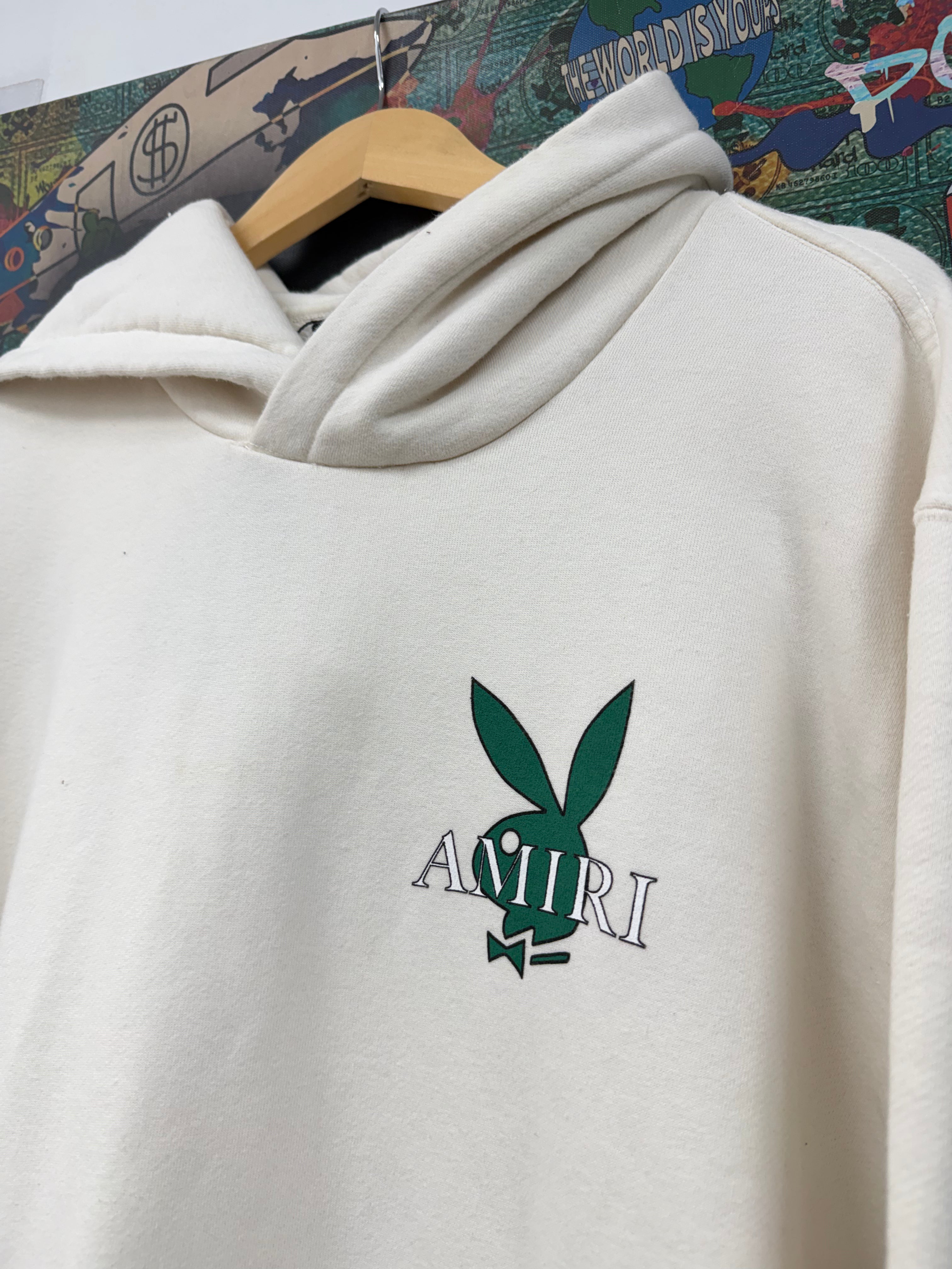 Amiri White Green Playboy Hoodie
