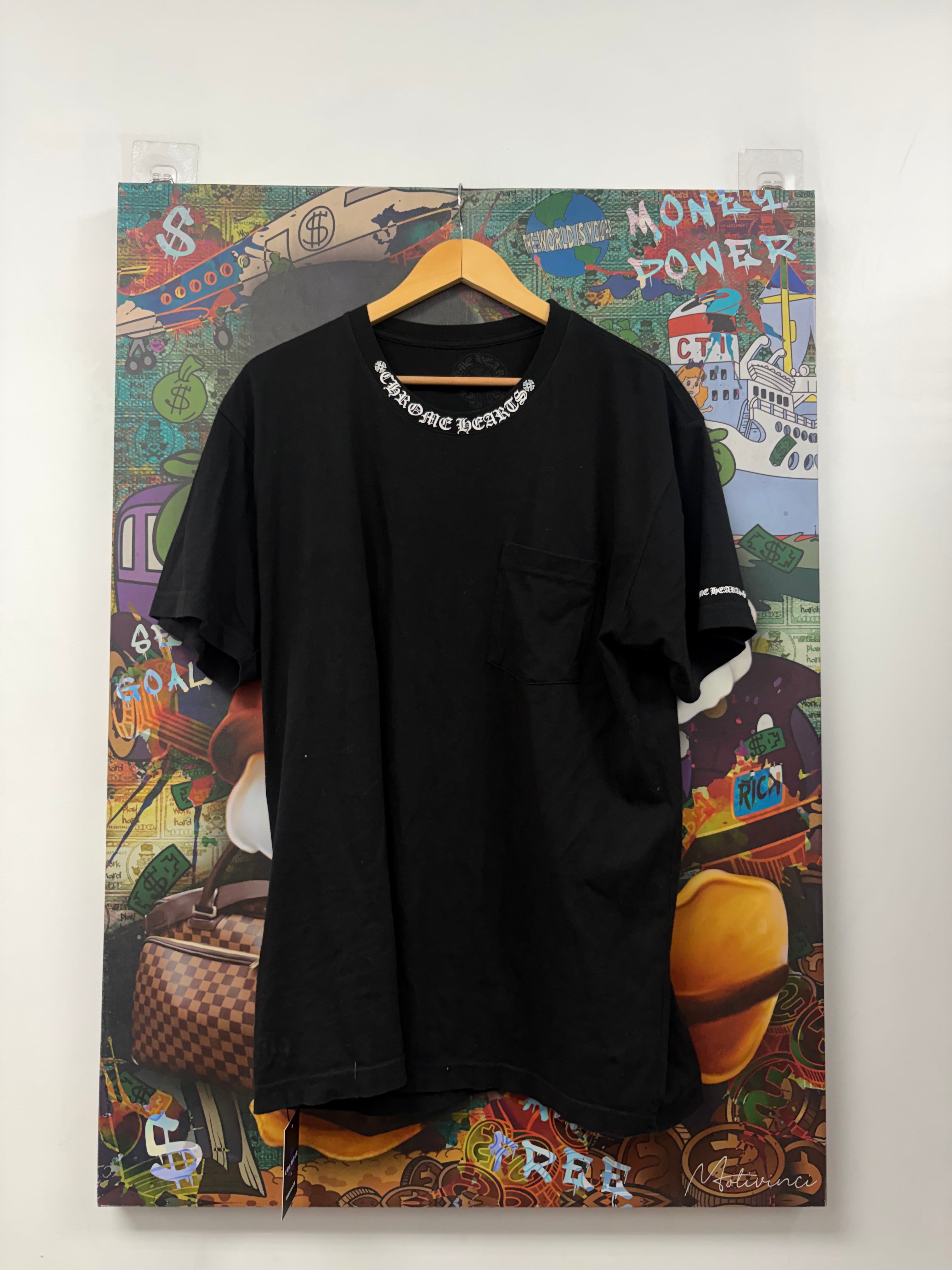 Chrome  Hearts Black White Neck Logo Tee