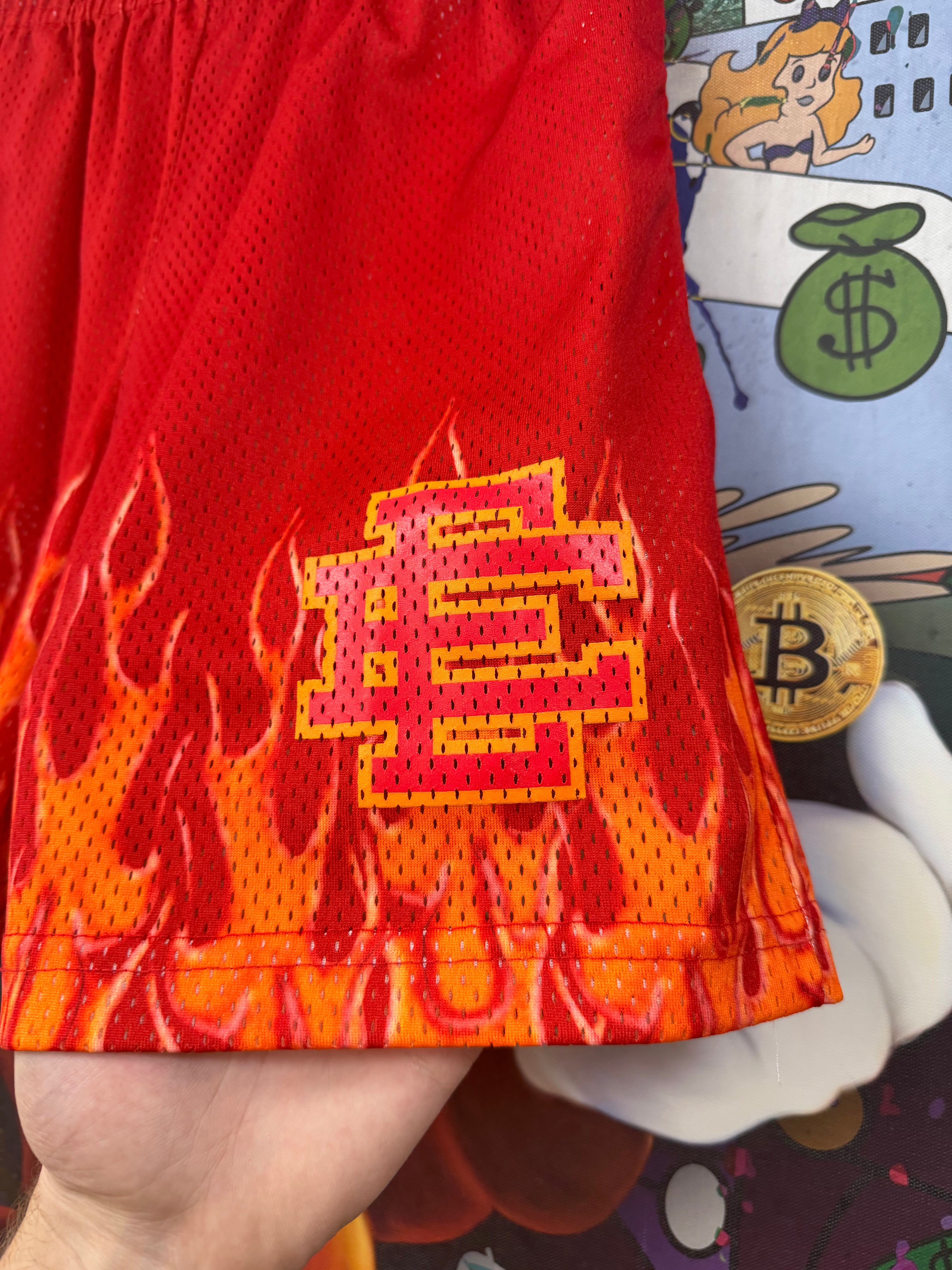 Eric Emanuel Red Flames Shorts