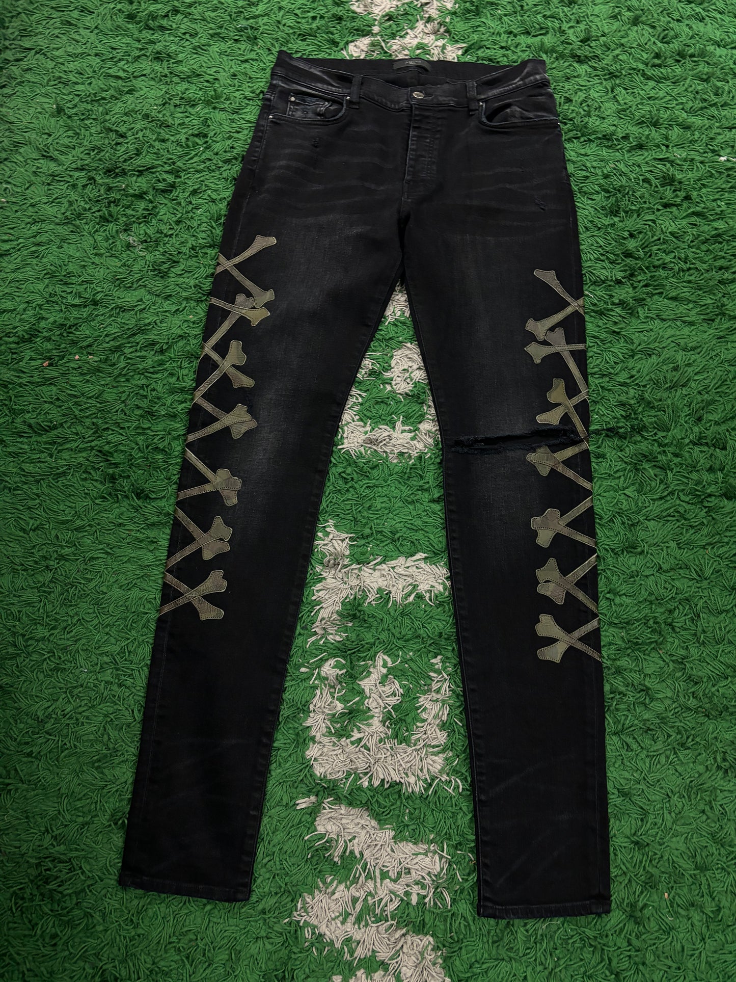 Amiri Bone Jeans Black Camo Used 36