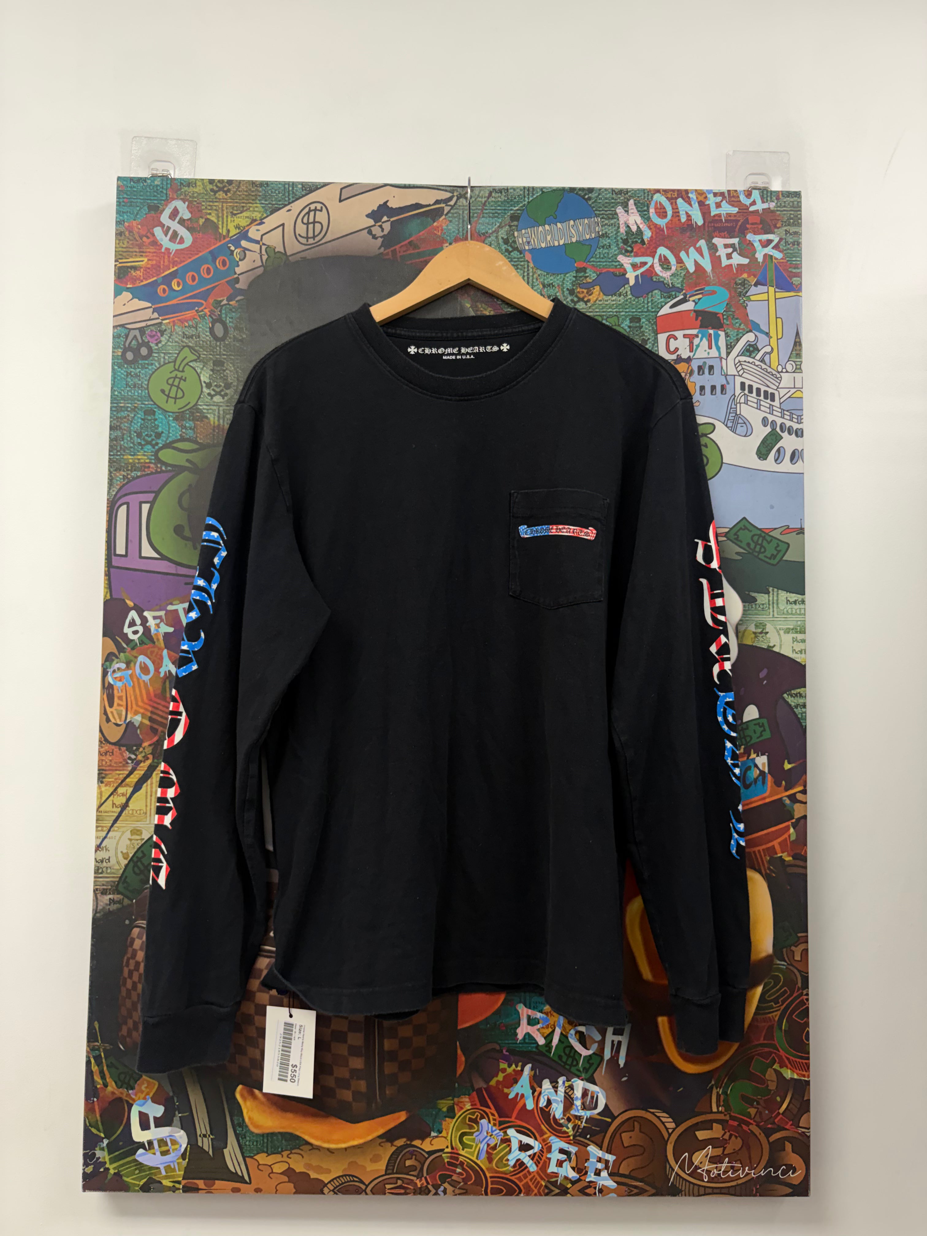 Chrome Hearts Matty Boy Black USA Flag Long Sleeve
