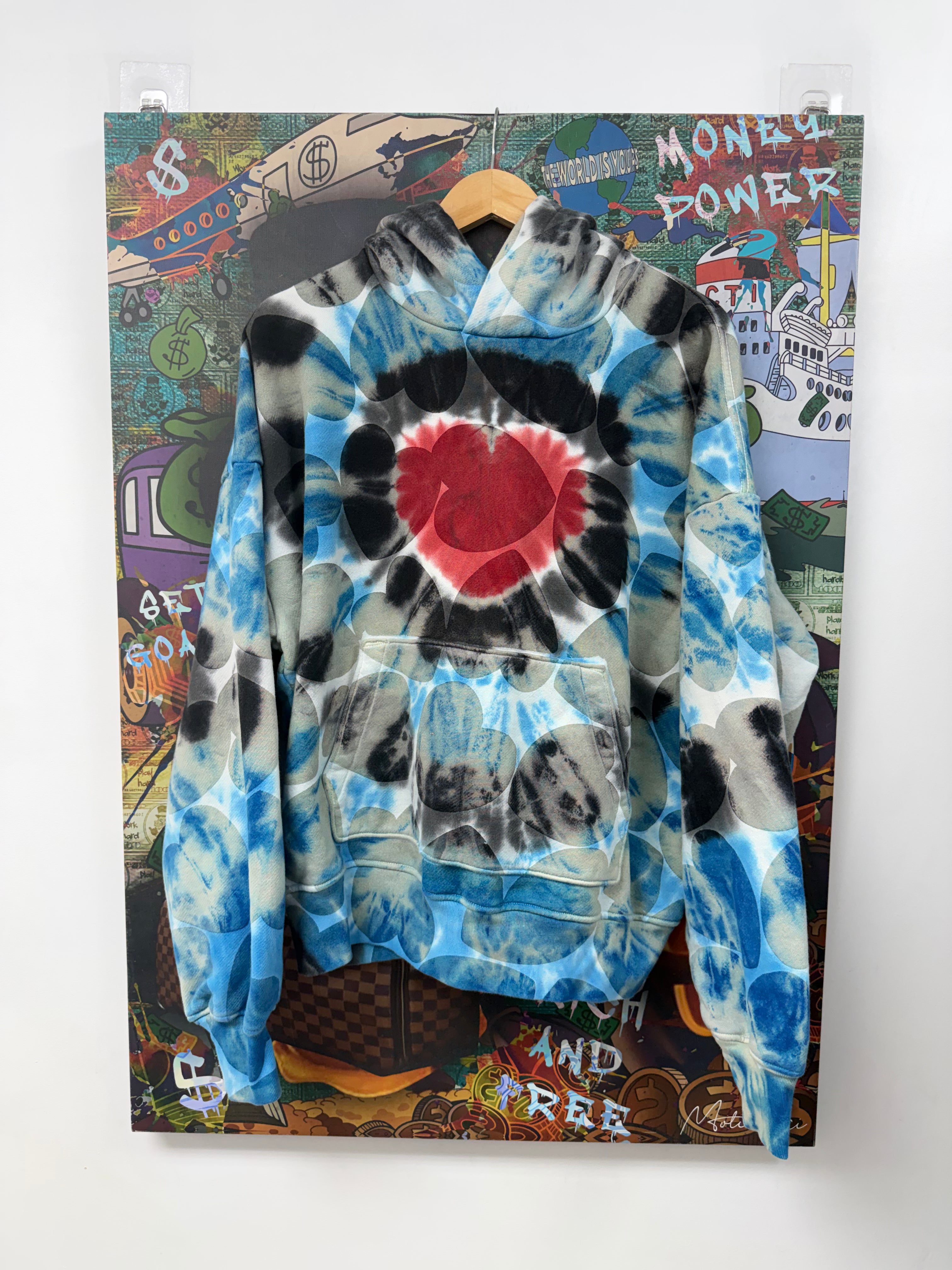 Amiri Black Blue Tie Dye Core Logo Hoodie