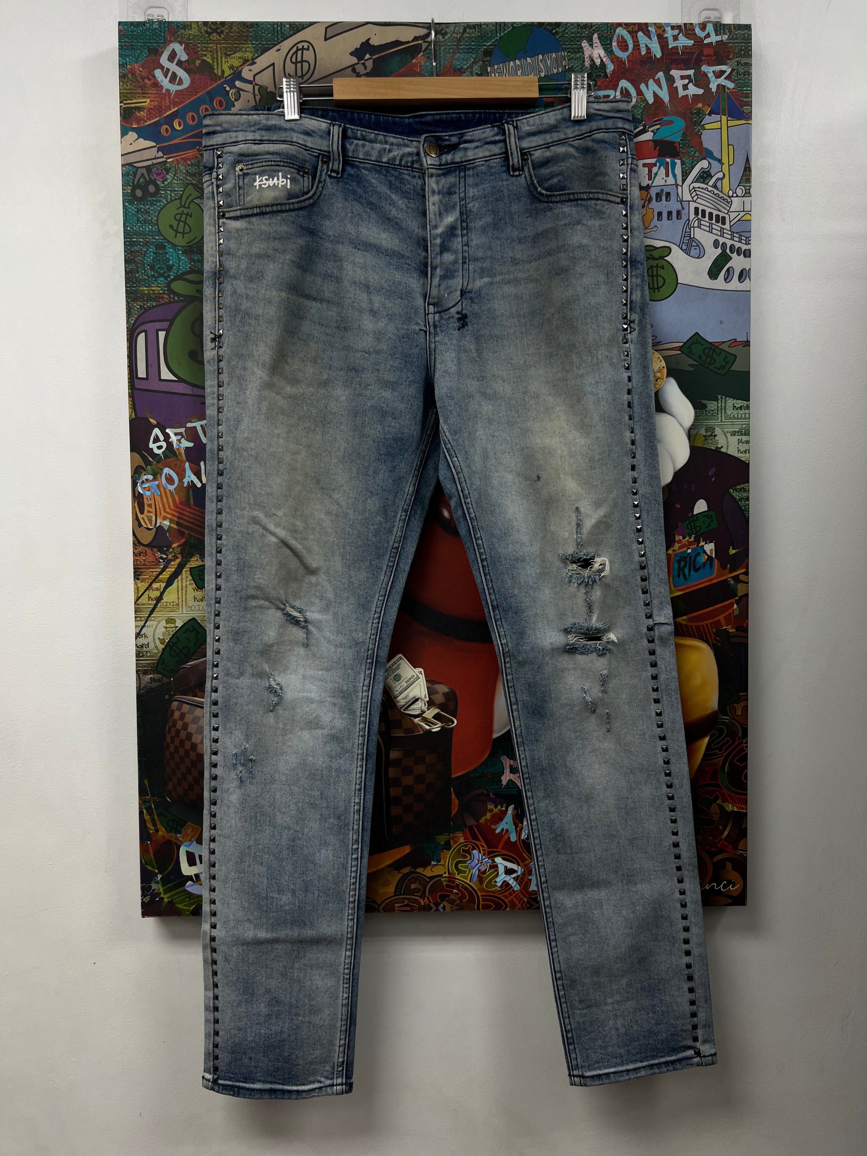 Ksubi Light Wash Studded Jeans
