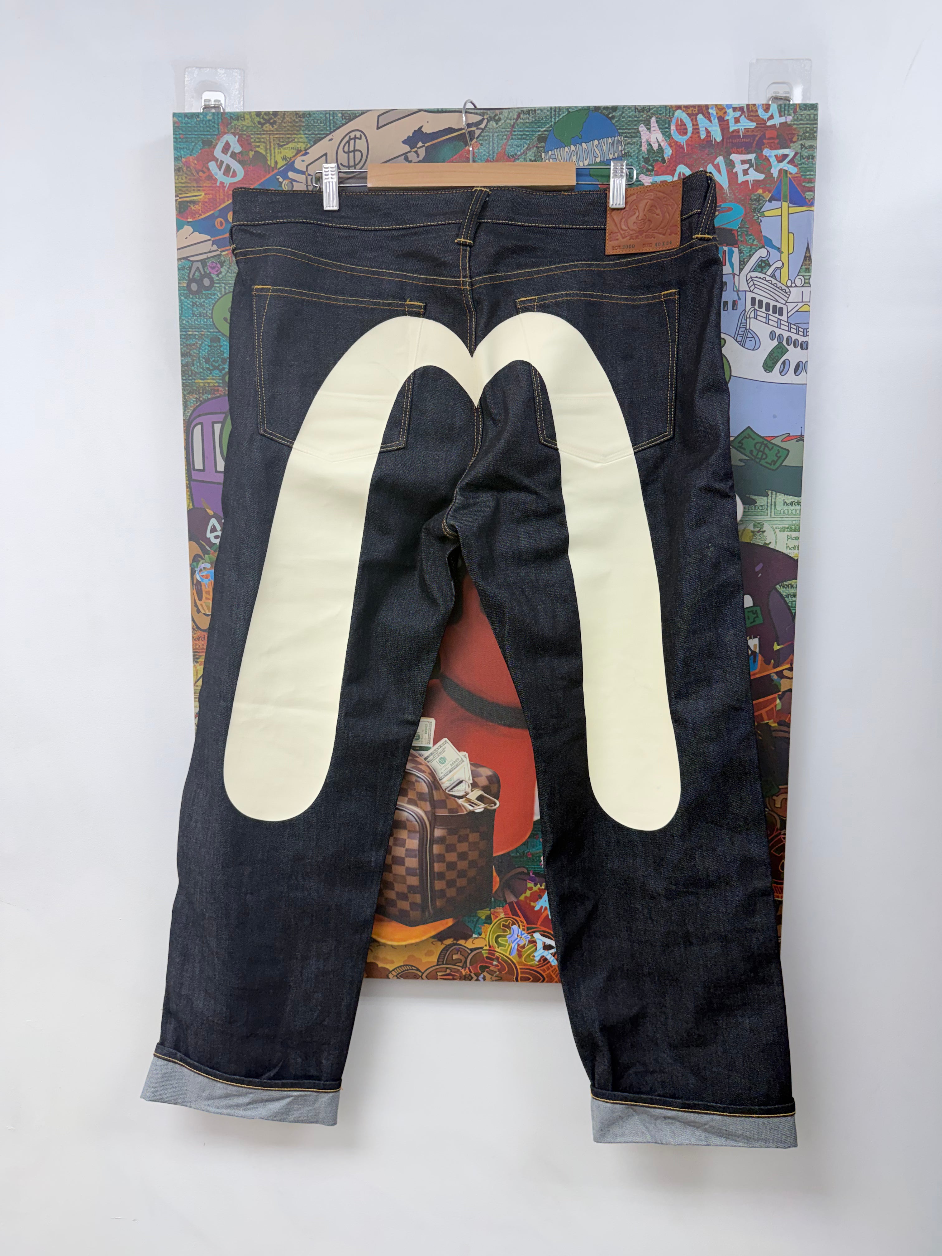 Evisu Deep Wash Cream Jeans