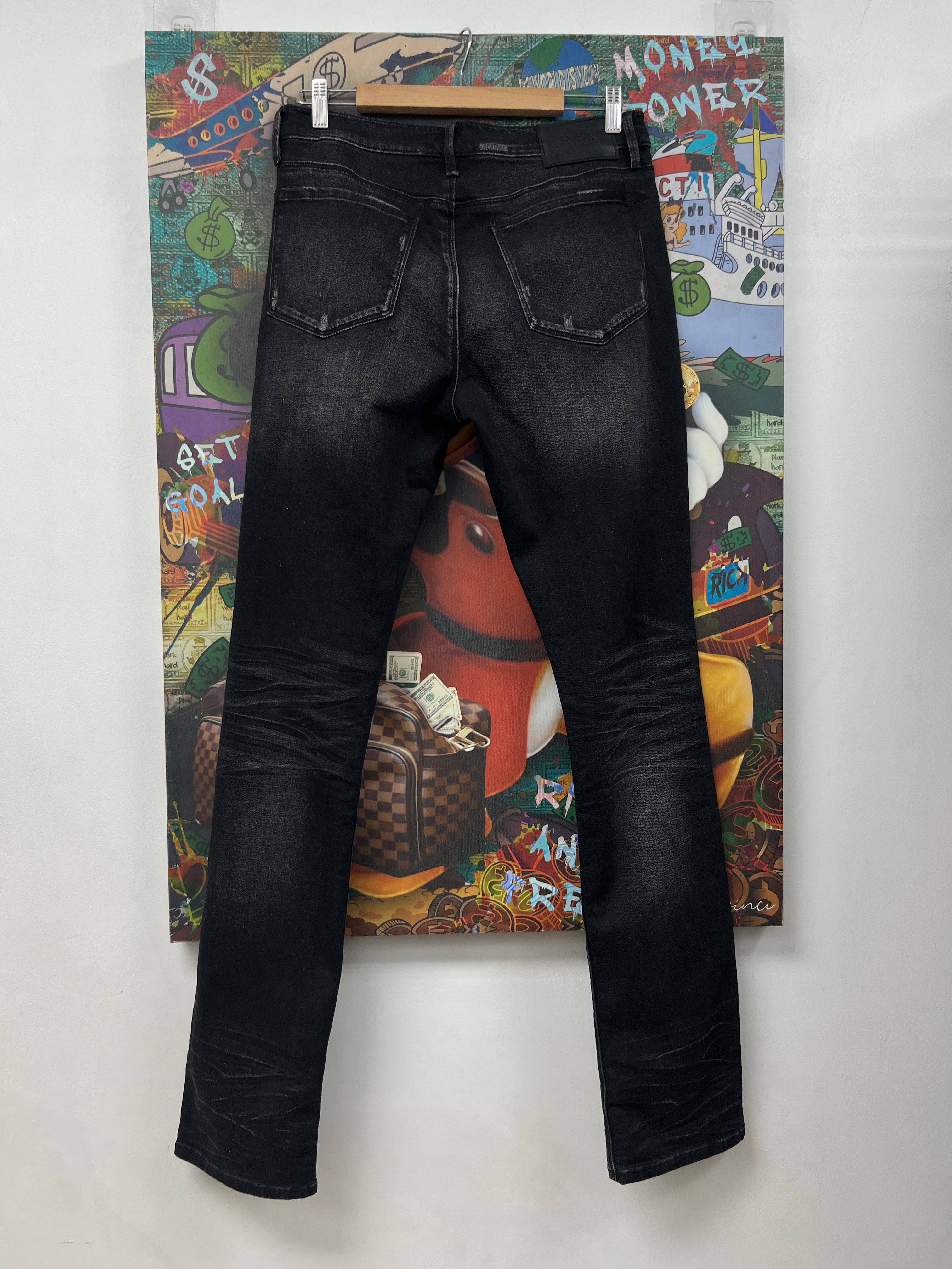 RTA Black Wash Flooded Cross Jeans