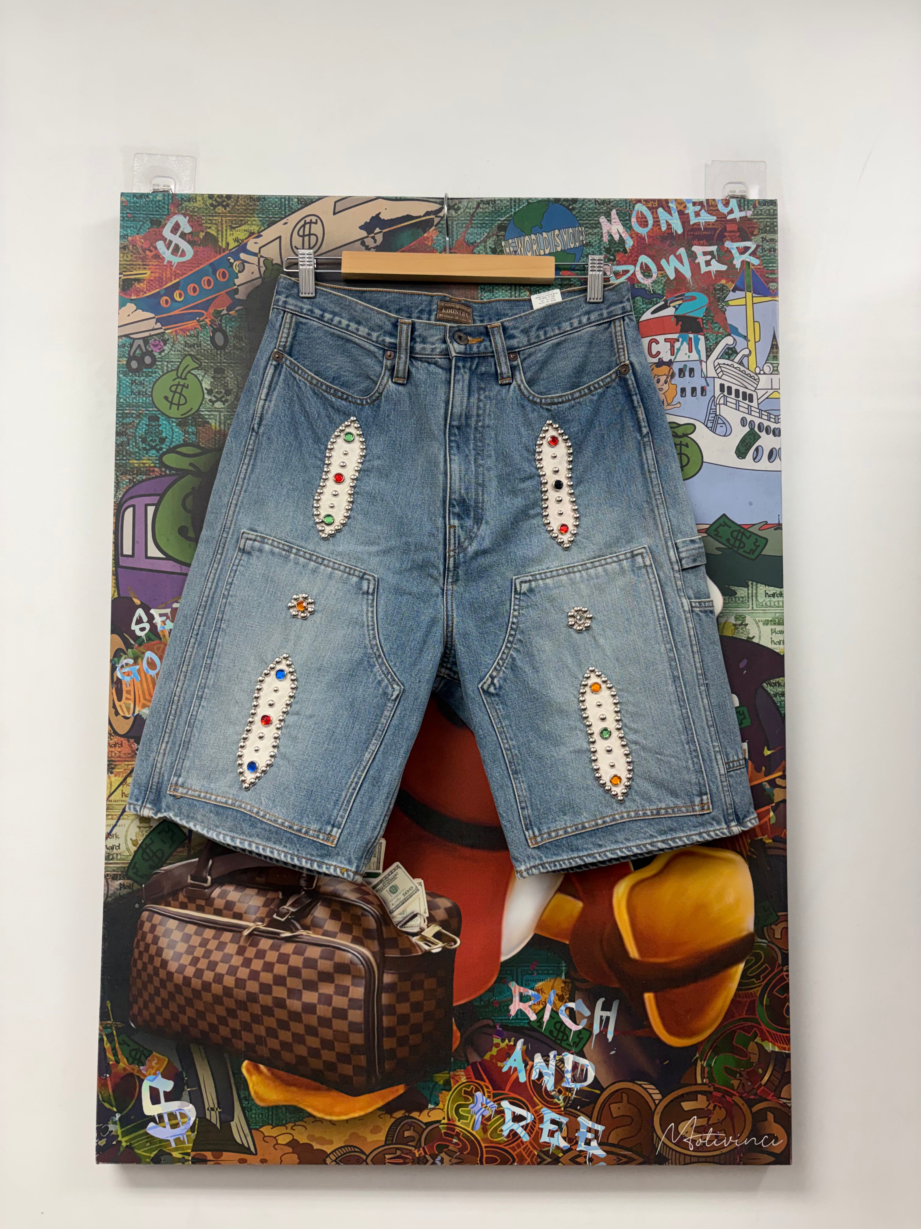 Kapital Gem Stud Jean Shorts
