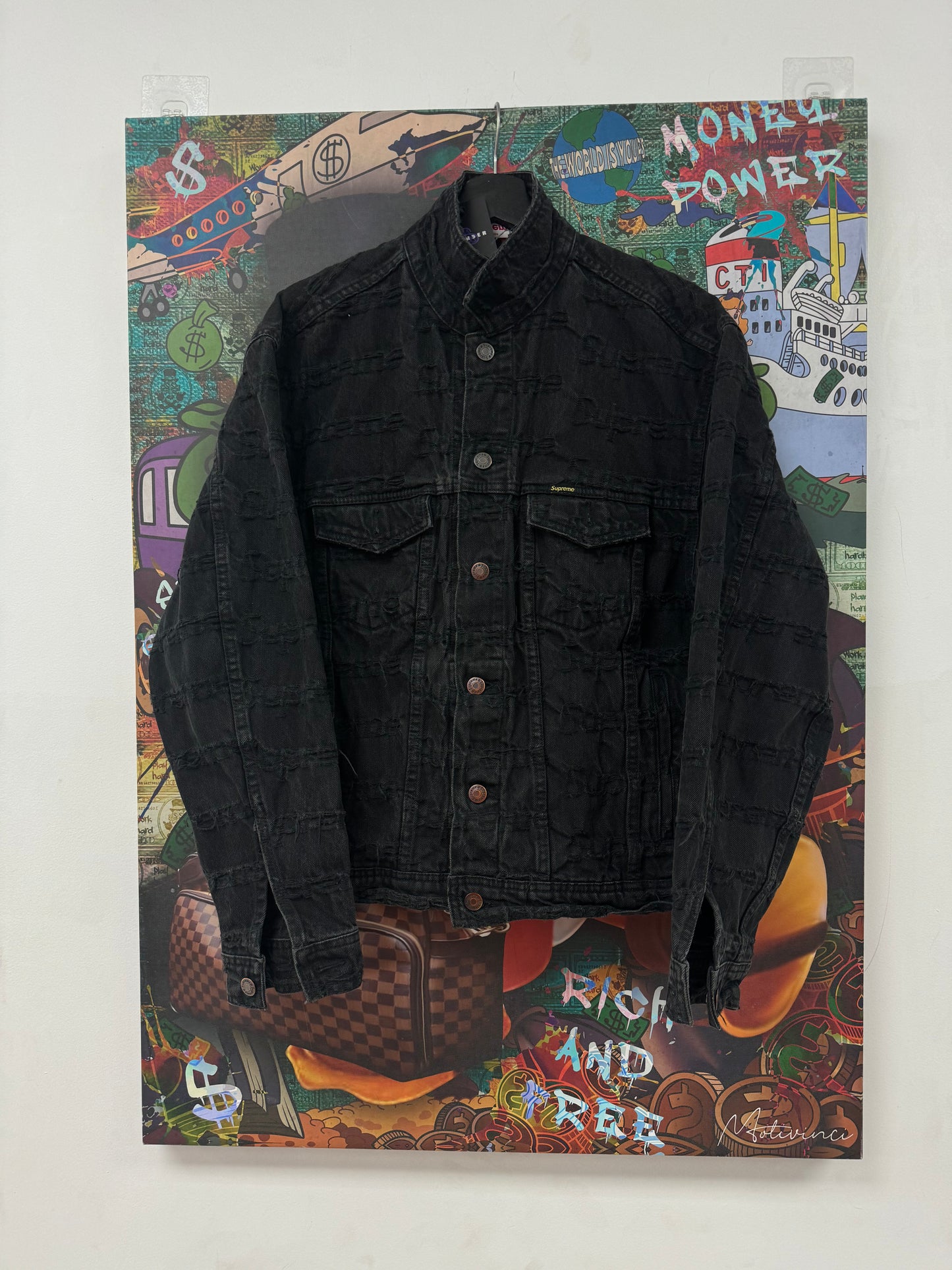 Supreme Distressed Denim Jacket Black Used Medium N/A