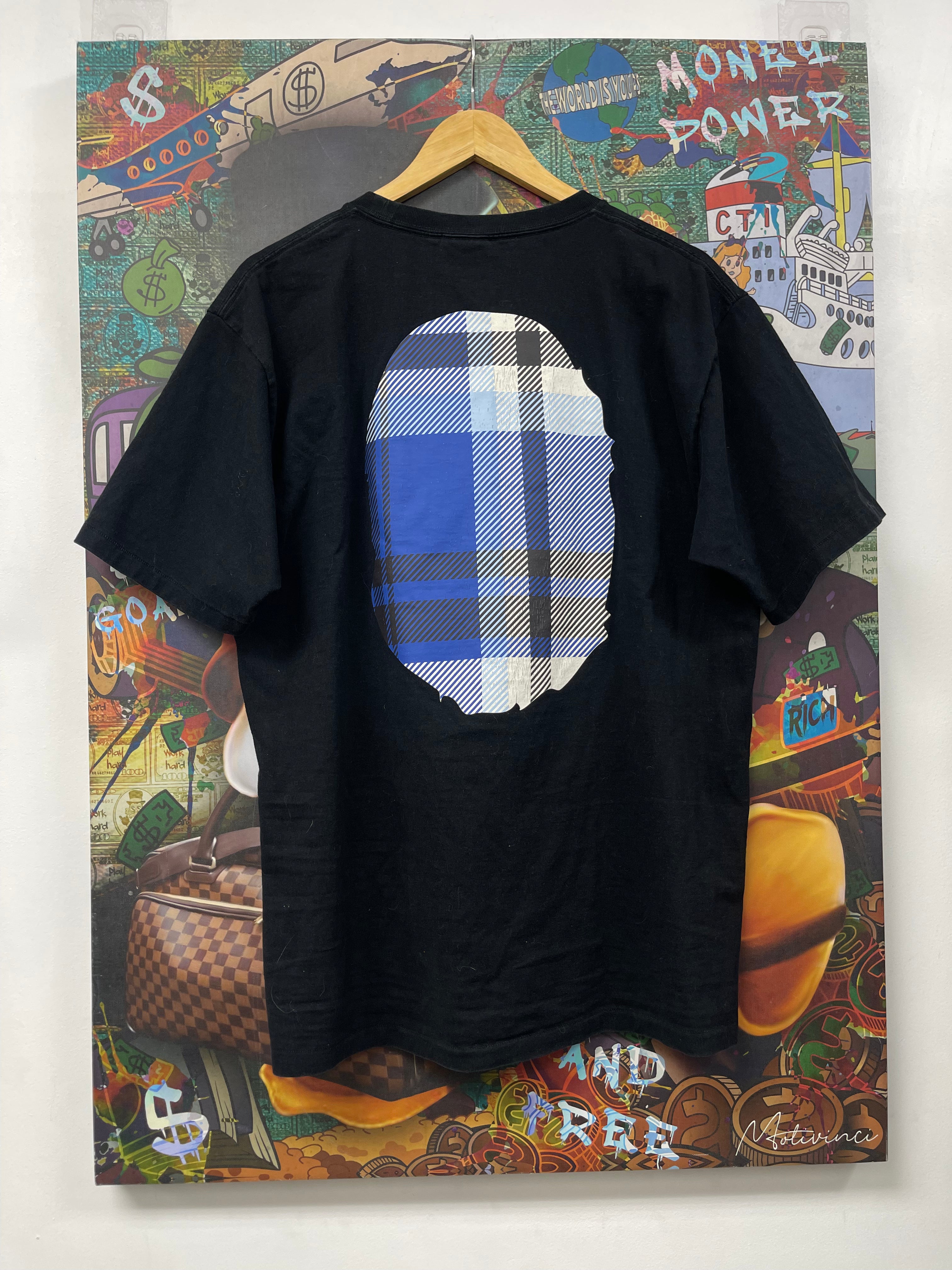 BAPE Blue Plaid Head Tee