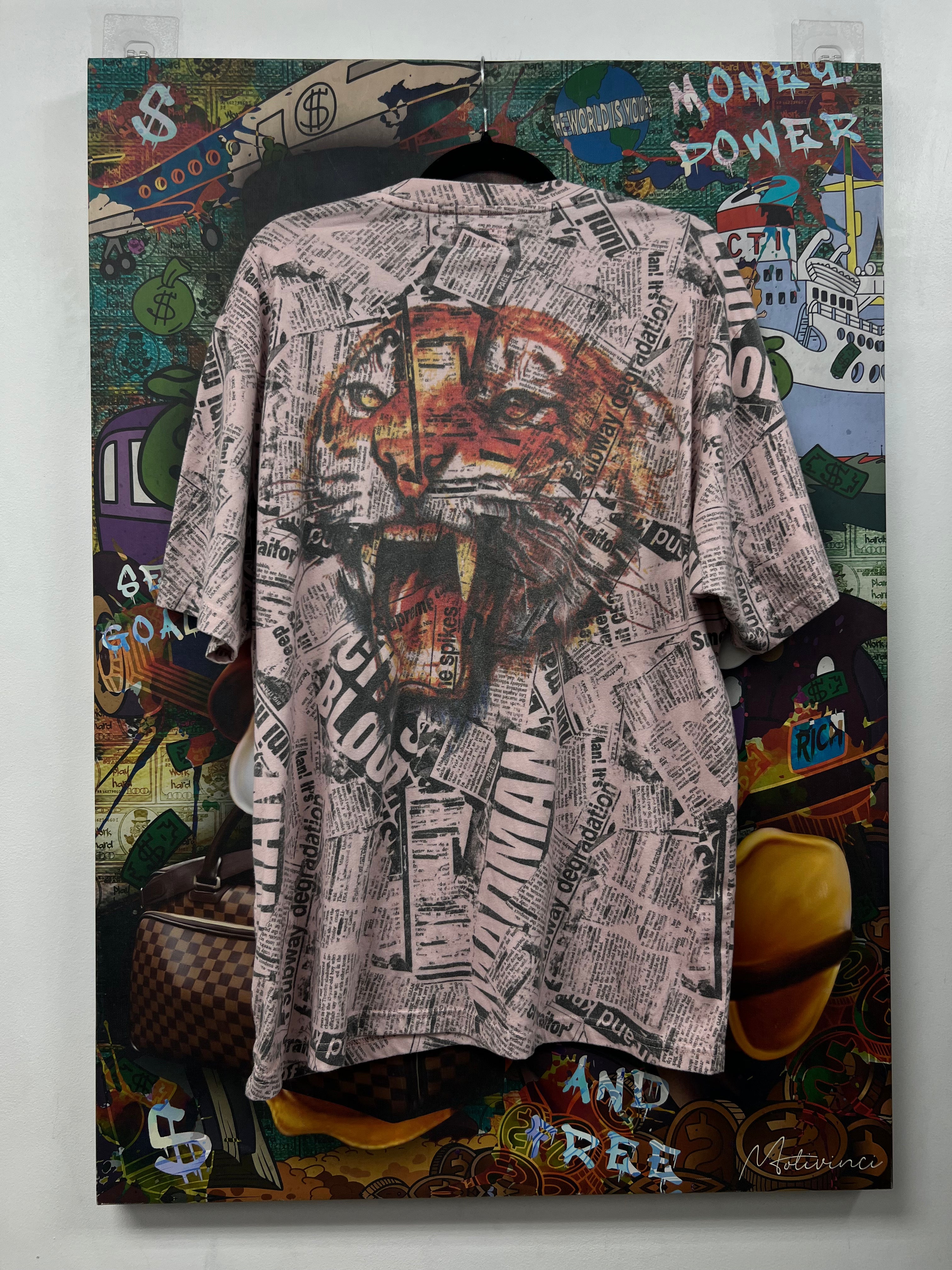 Supreme Pink Newspaper Tee