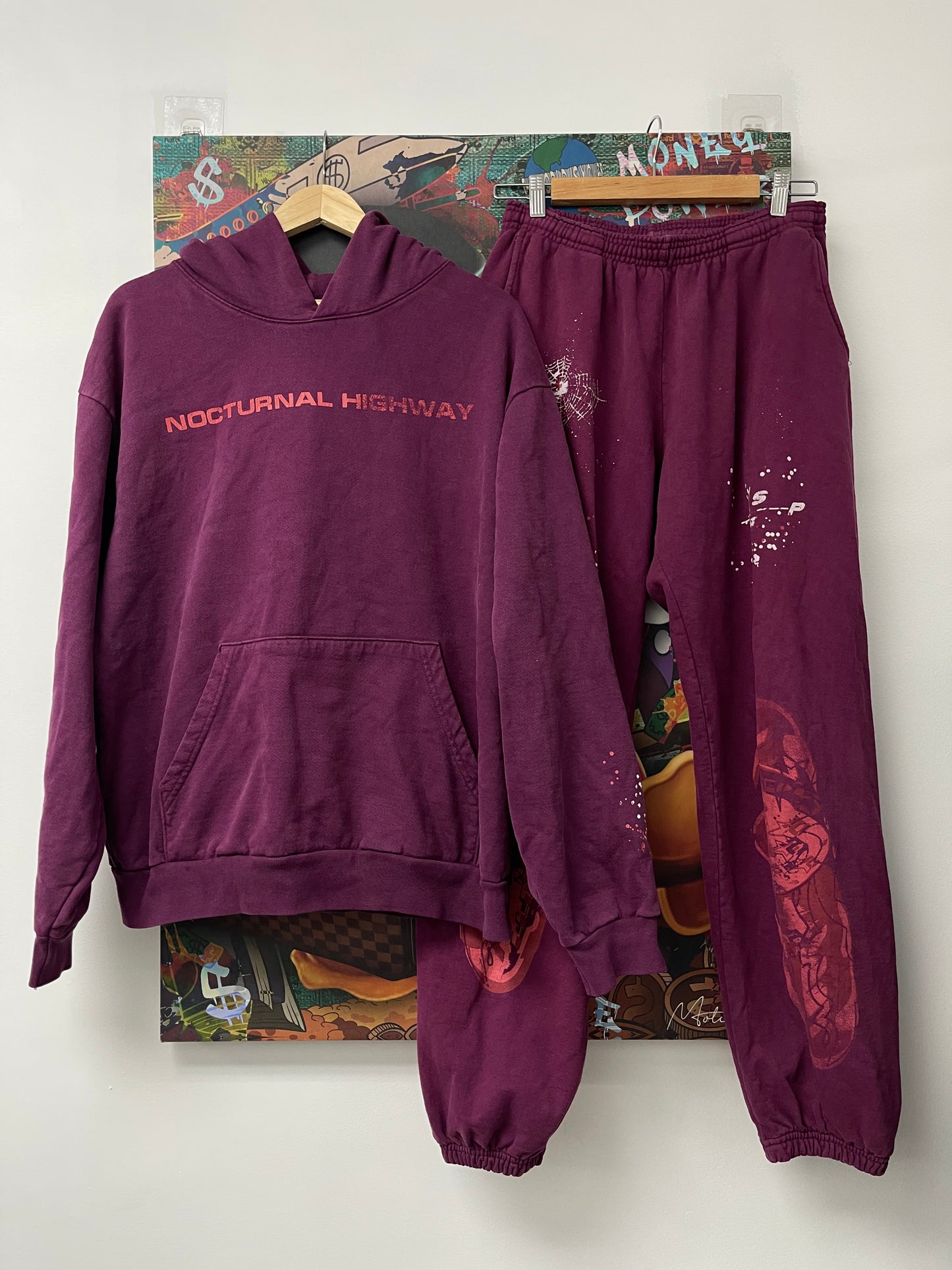 Sp5der Nocturnal Sweatsuit Purple Used Large