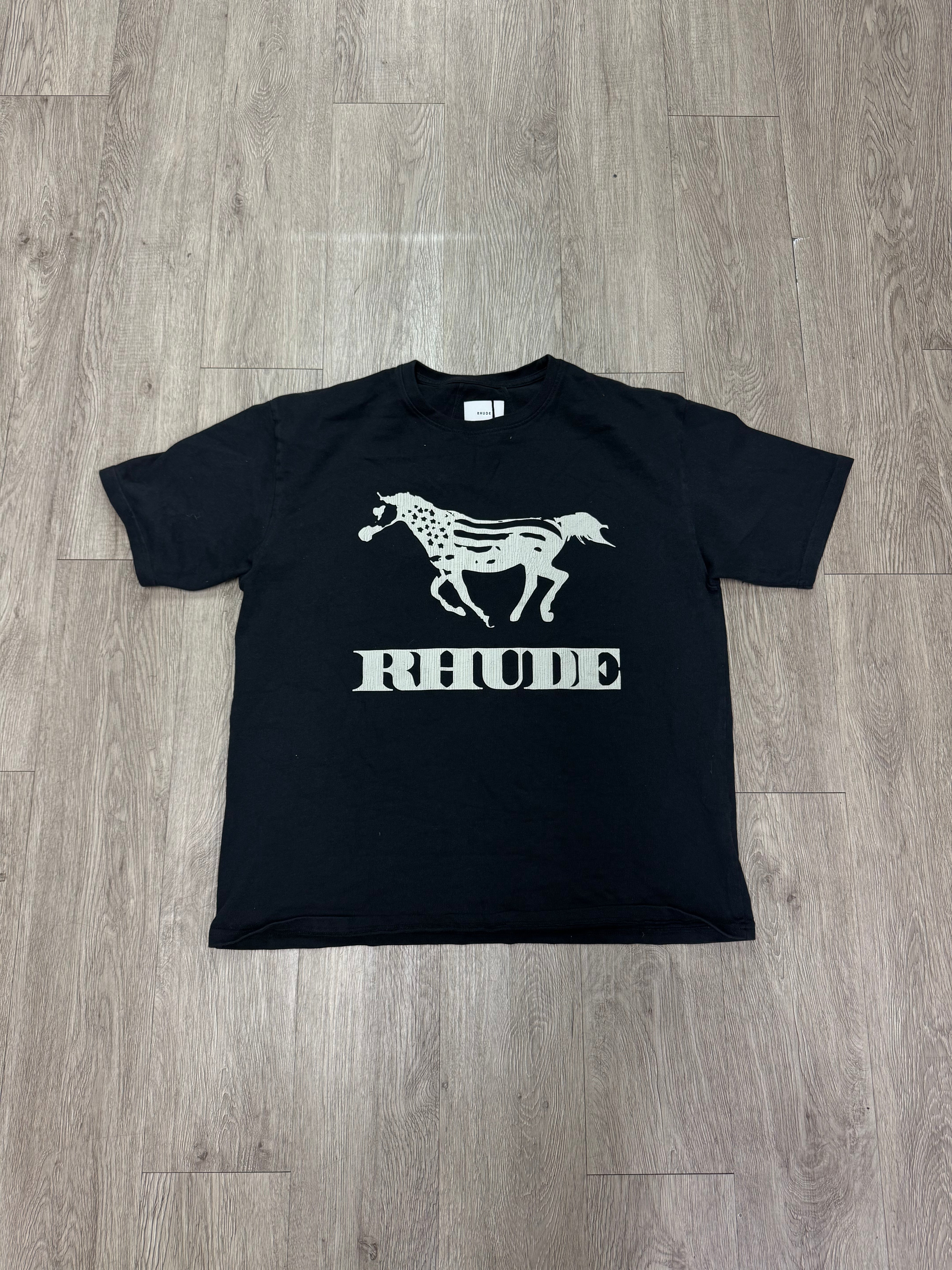 Rhude Black Flag Horse Tee