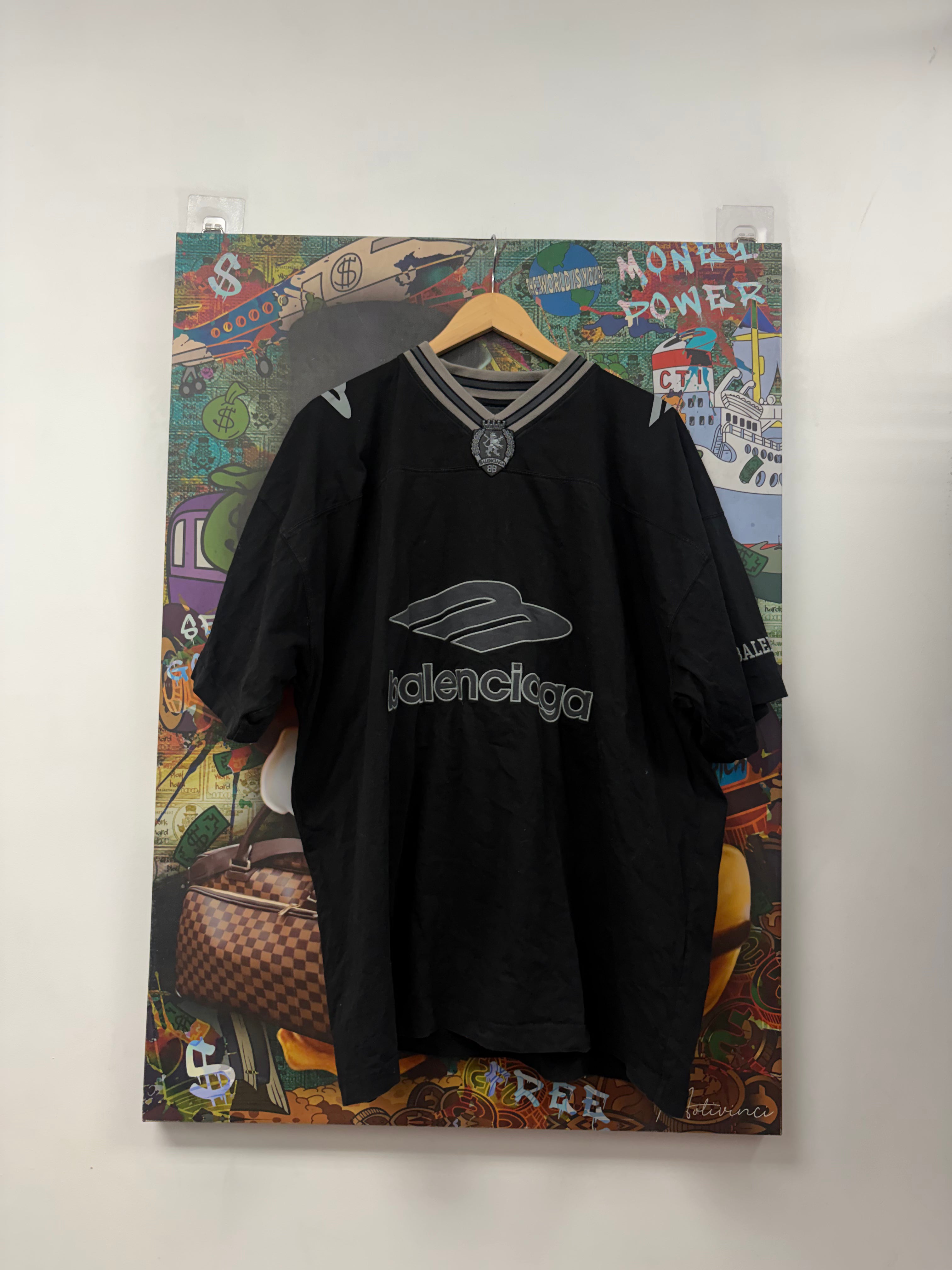Balenciaga Black Grey Logo Jersey