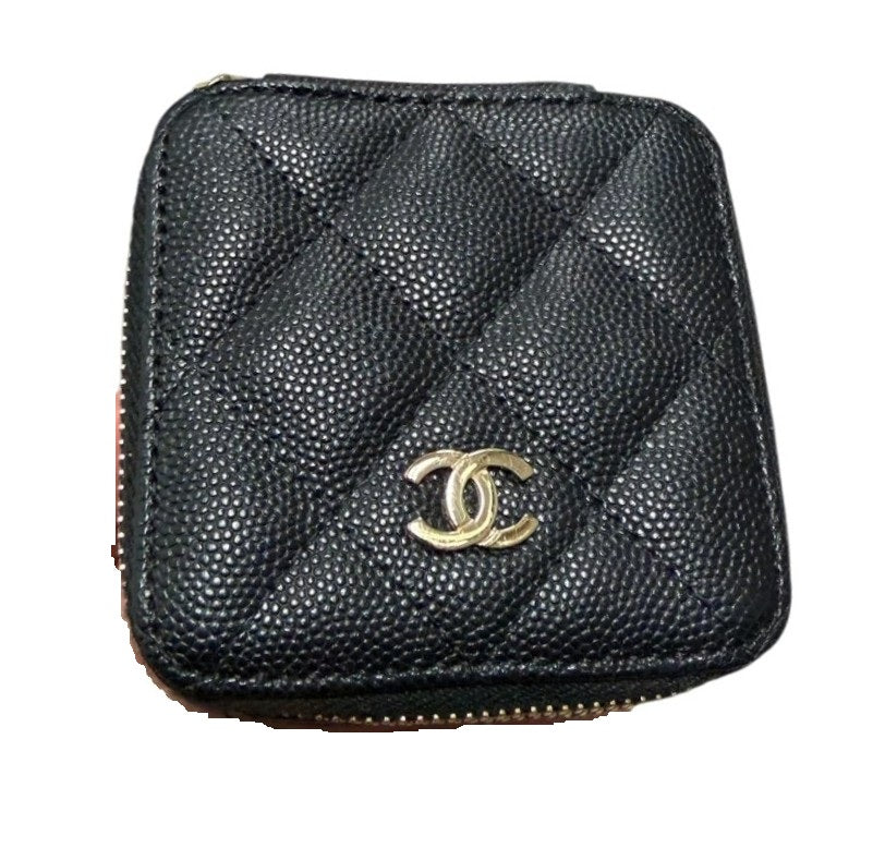 Chanel Caviar Jewelry Black Travel Bag