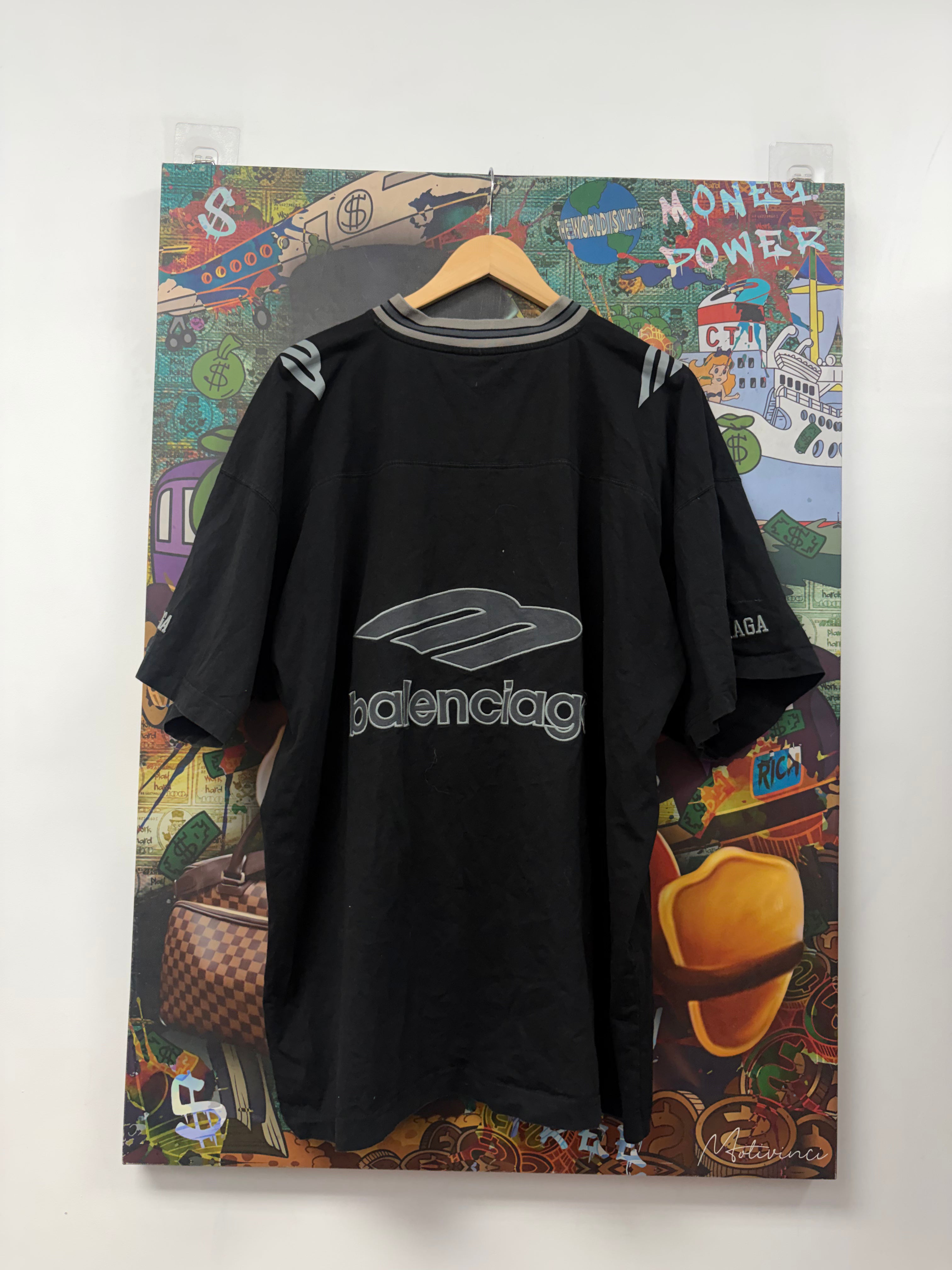 Balenciaga Black Grey Logo Jersey