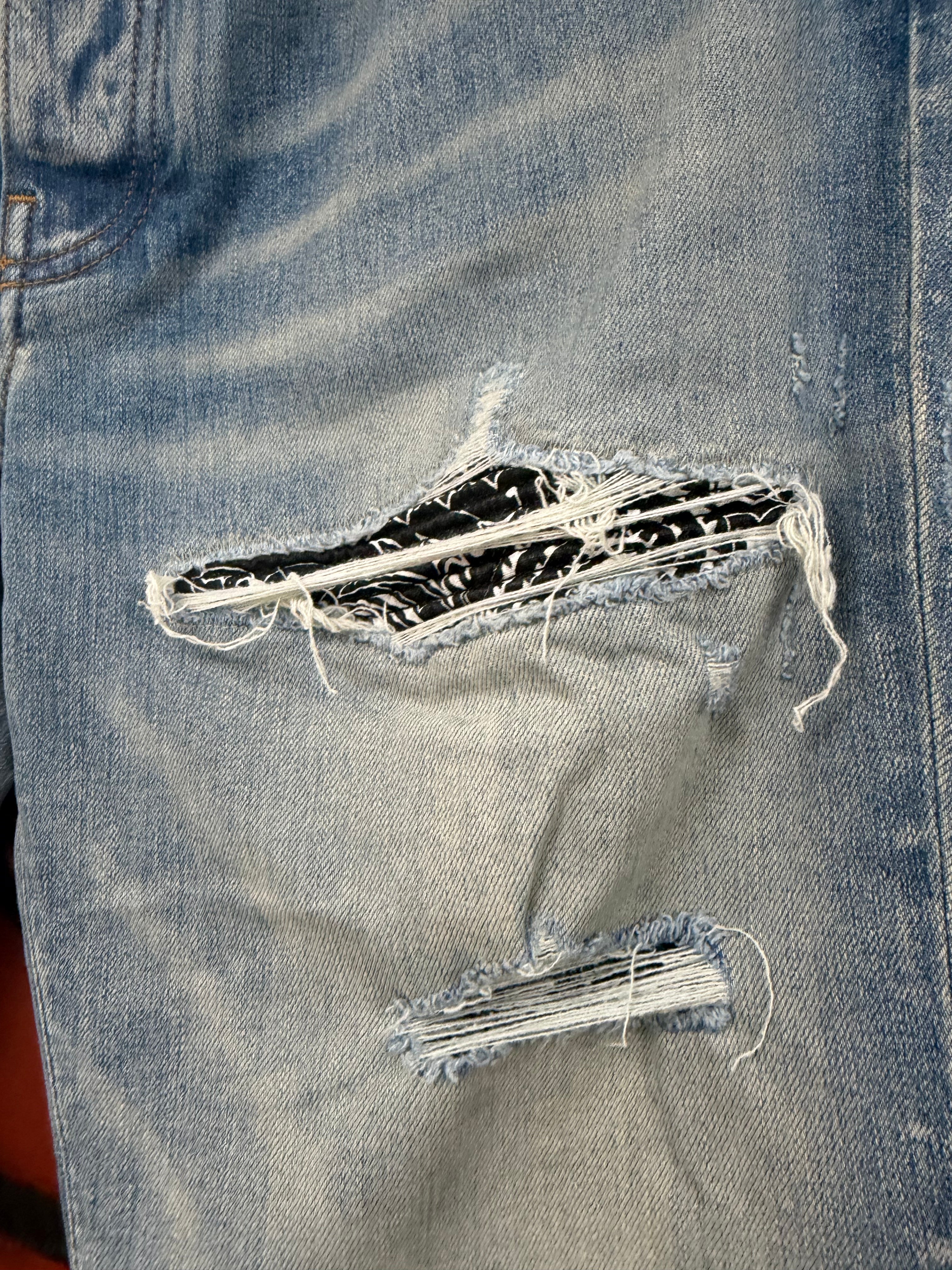 Amiri MX1 Light Wash Black Paisley Jeans