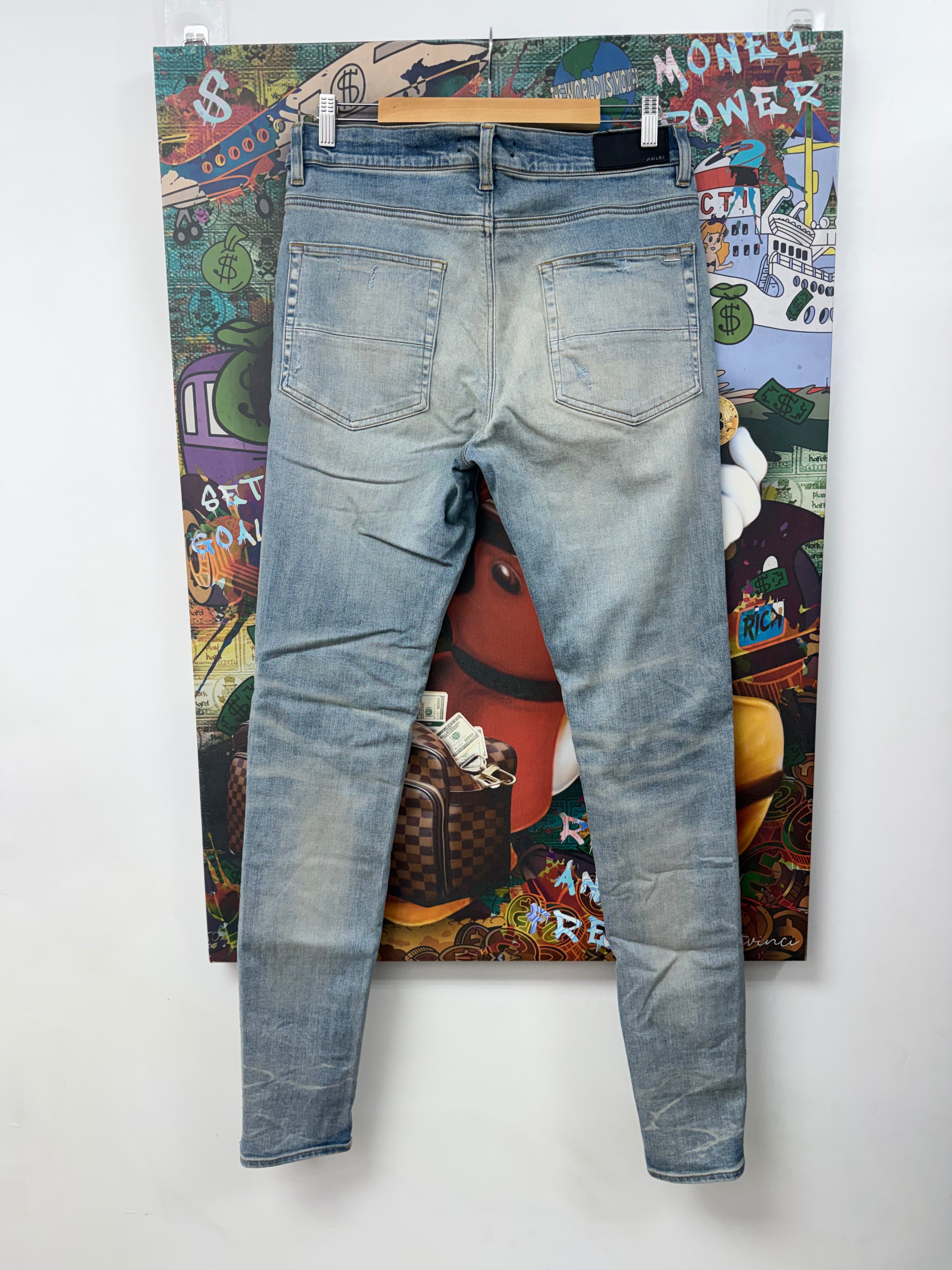 Amiri MX1 Light Wash Black Paisley Jeans